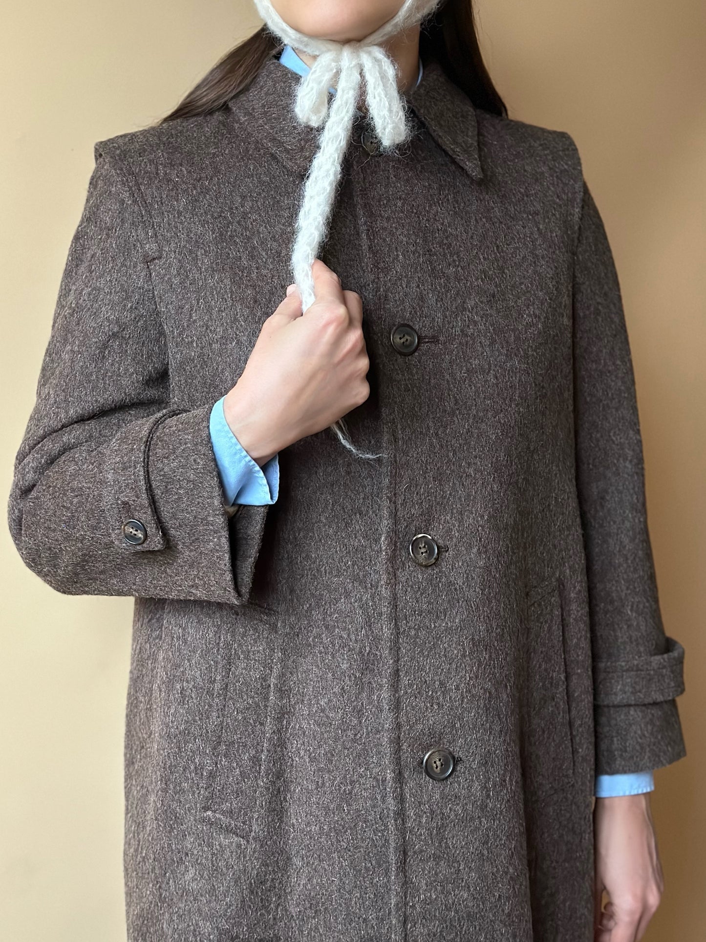 Vintage Brown Short Loden Coat