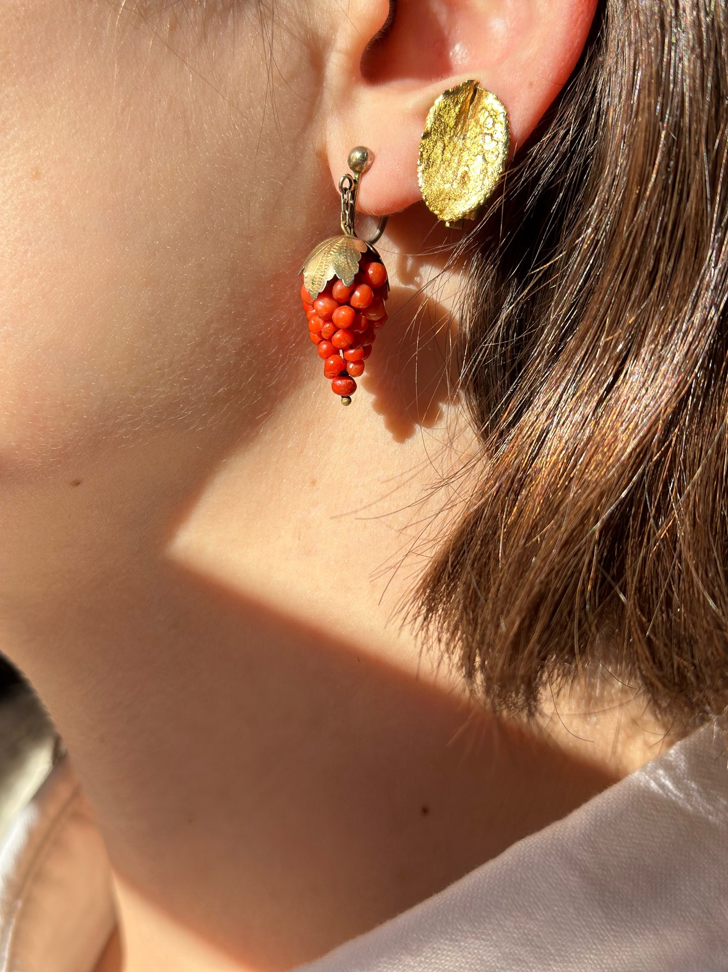 Vintage Gold Leaf Single Earring