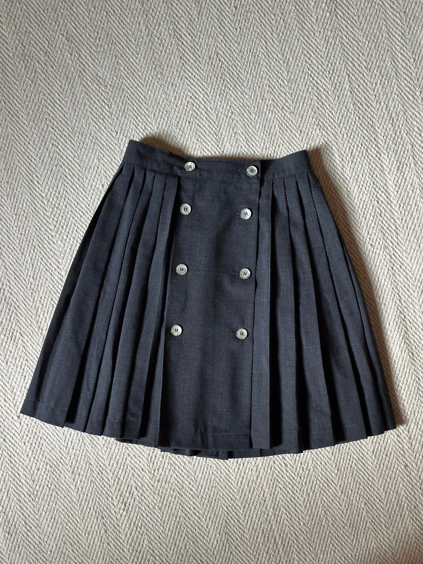 Vintage Gray Pleated Wool Skirt