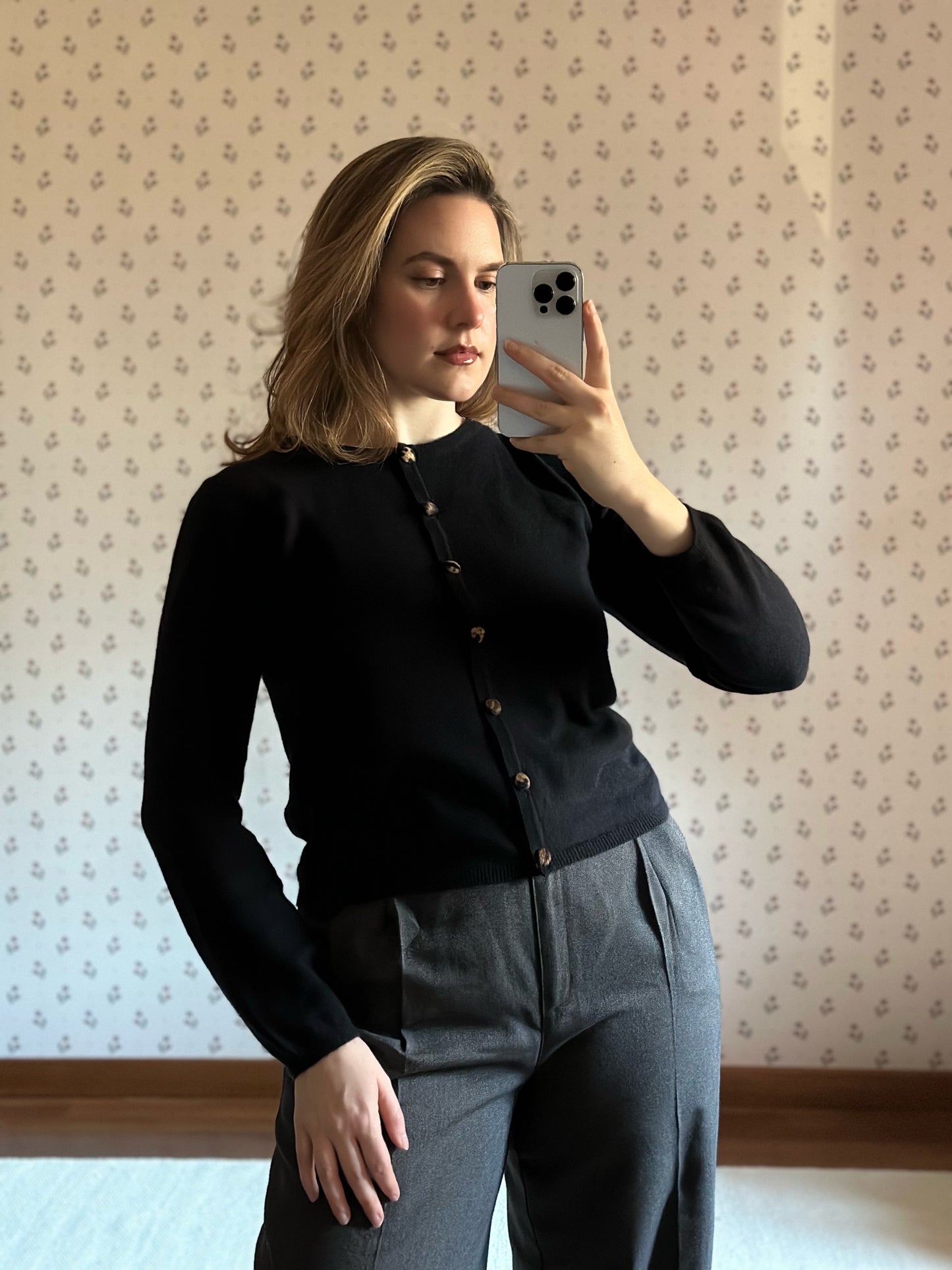 Blumarine Wool and Angora Black Cardigan