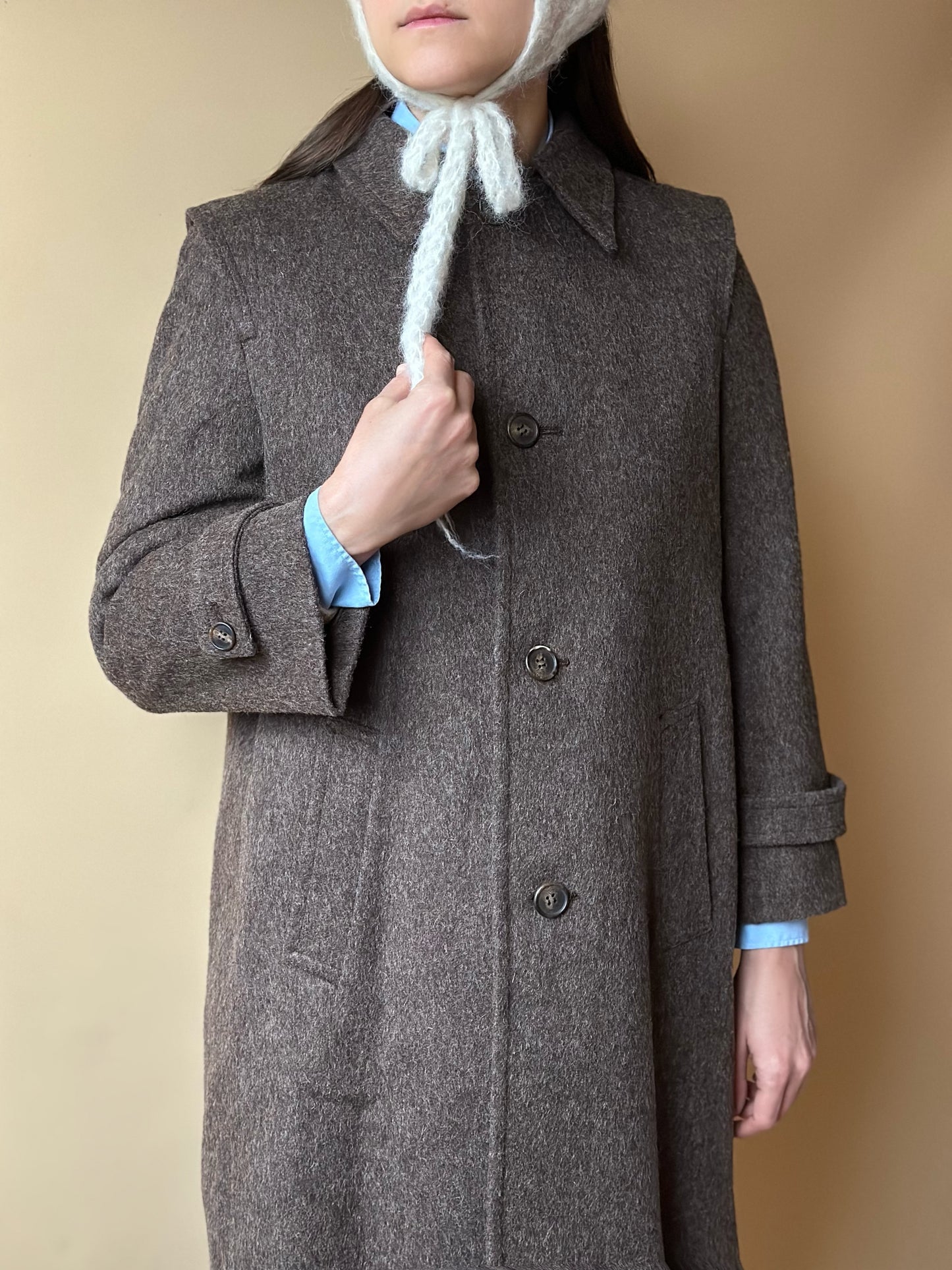 Vintage Brown Short Loden Coat