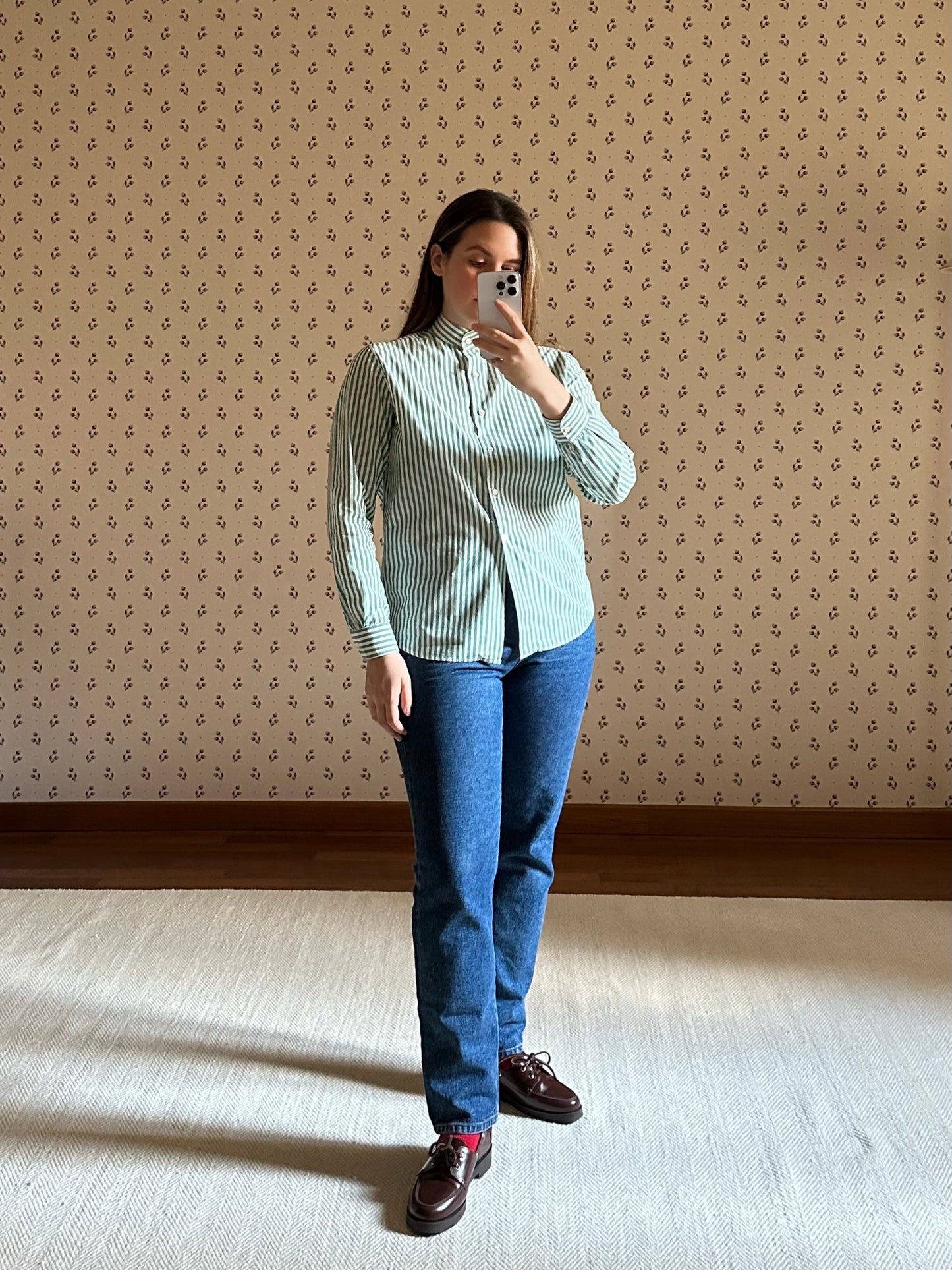 Green Striped Cotton Shirt