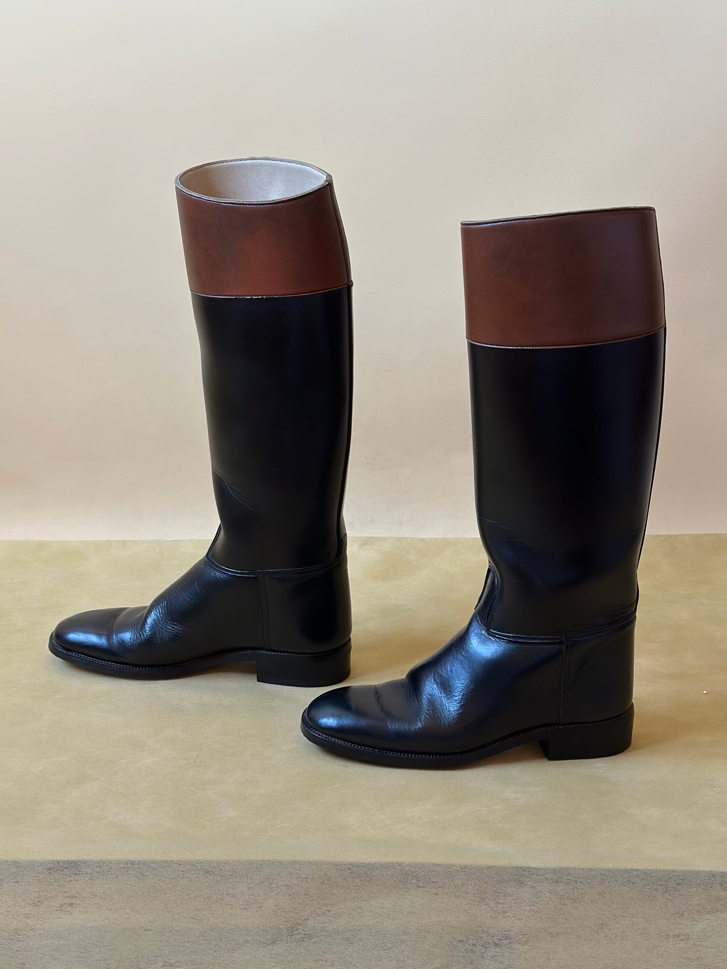 Vintage Black & Brown Leather Riding Boots n. 38 IT