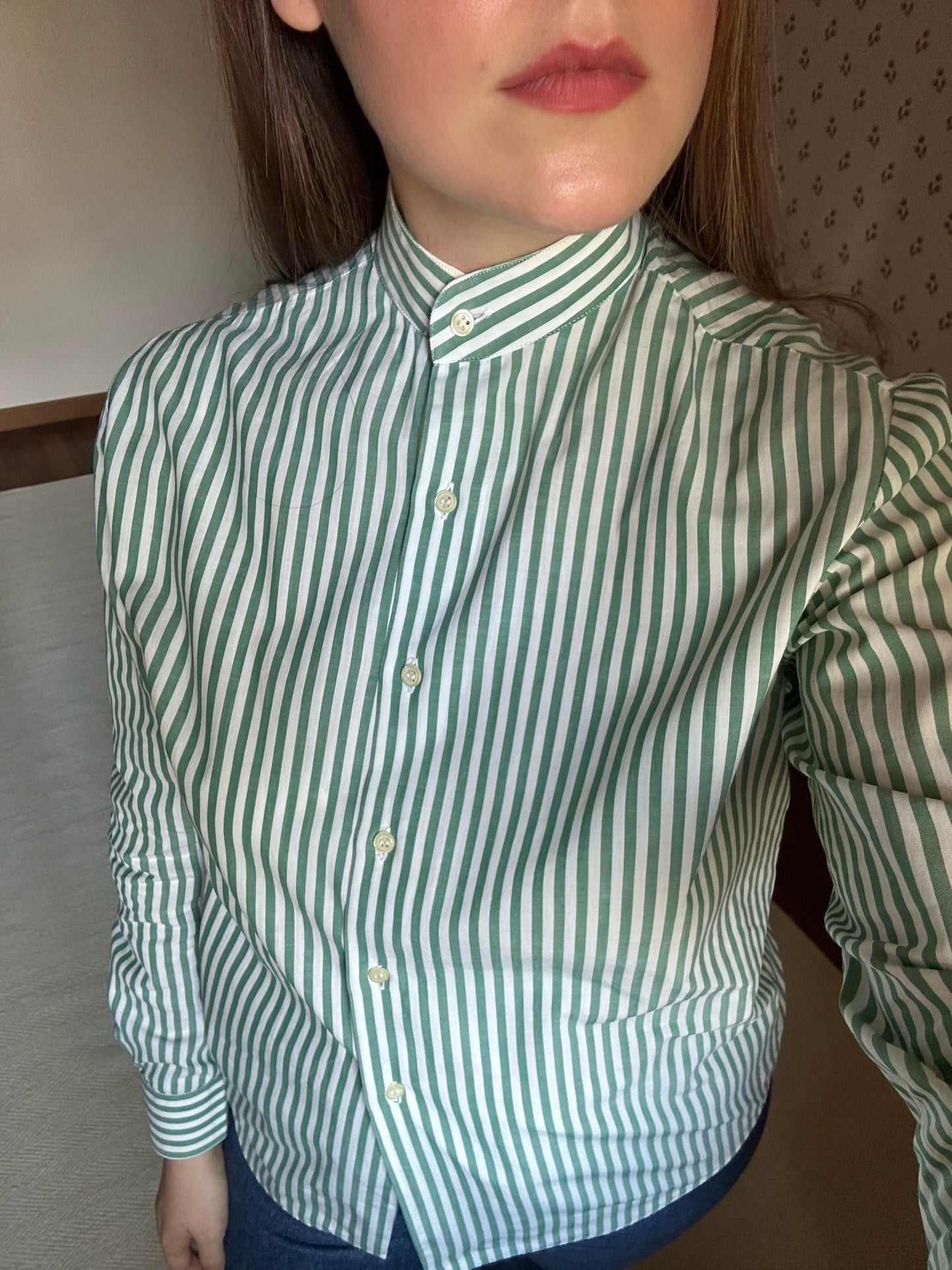 Green Striped Cotton Shirt