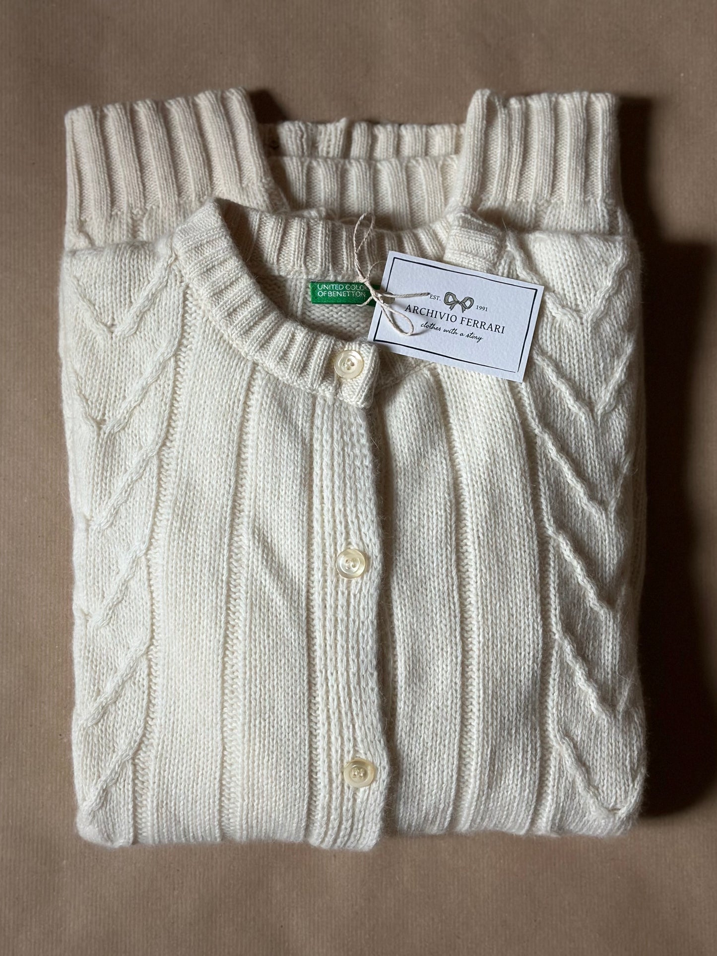 Vintage Wool & Angora Milk White Maxi Cardigan