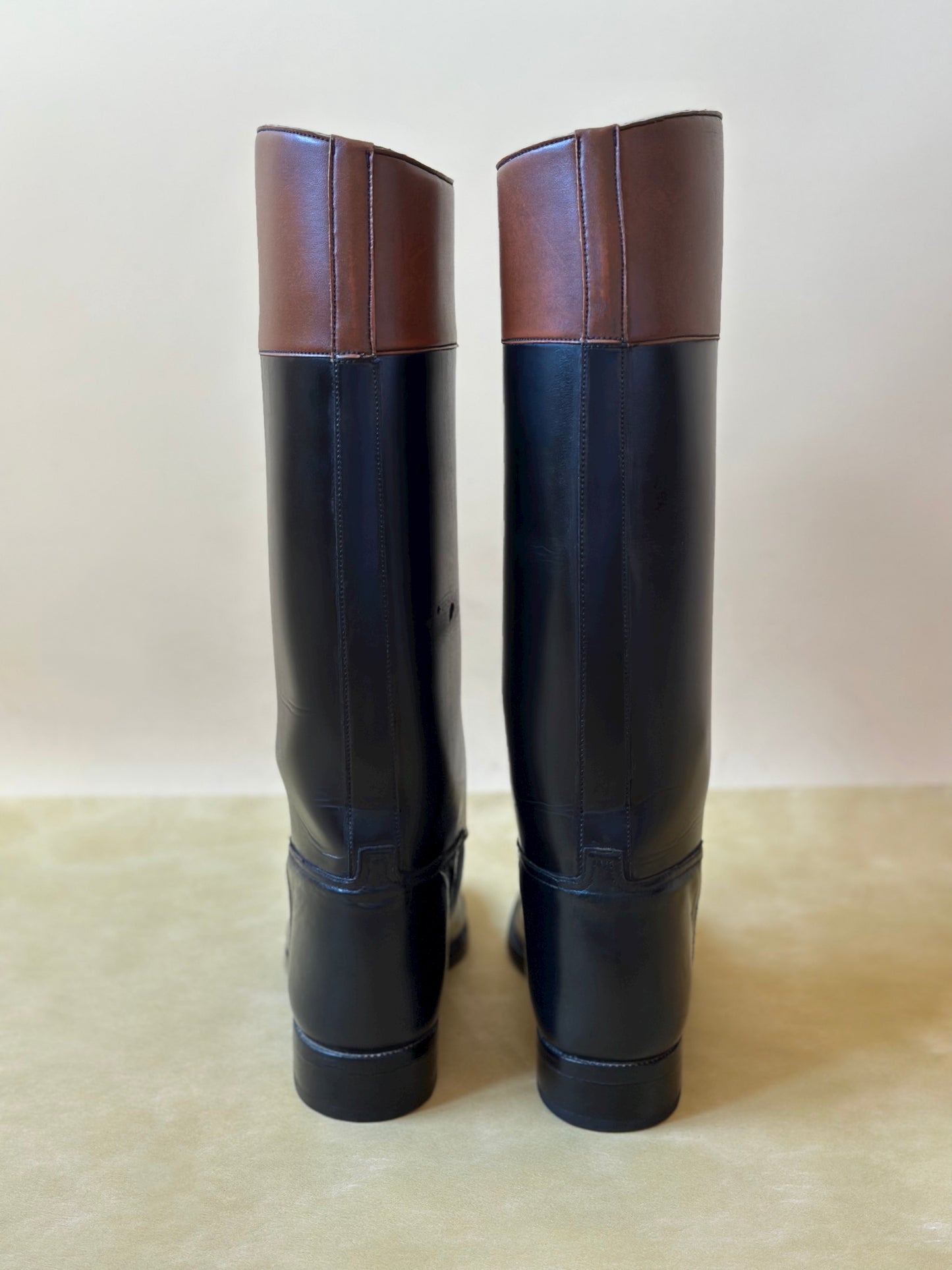 Vintage Black & Brown Leather Riding Boots n. 38 IT