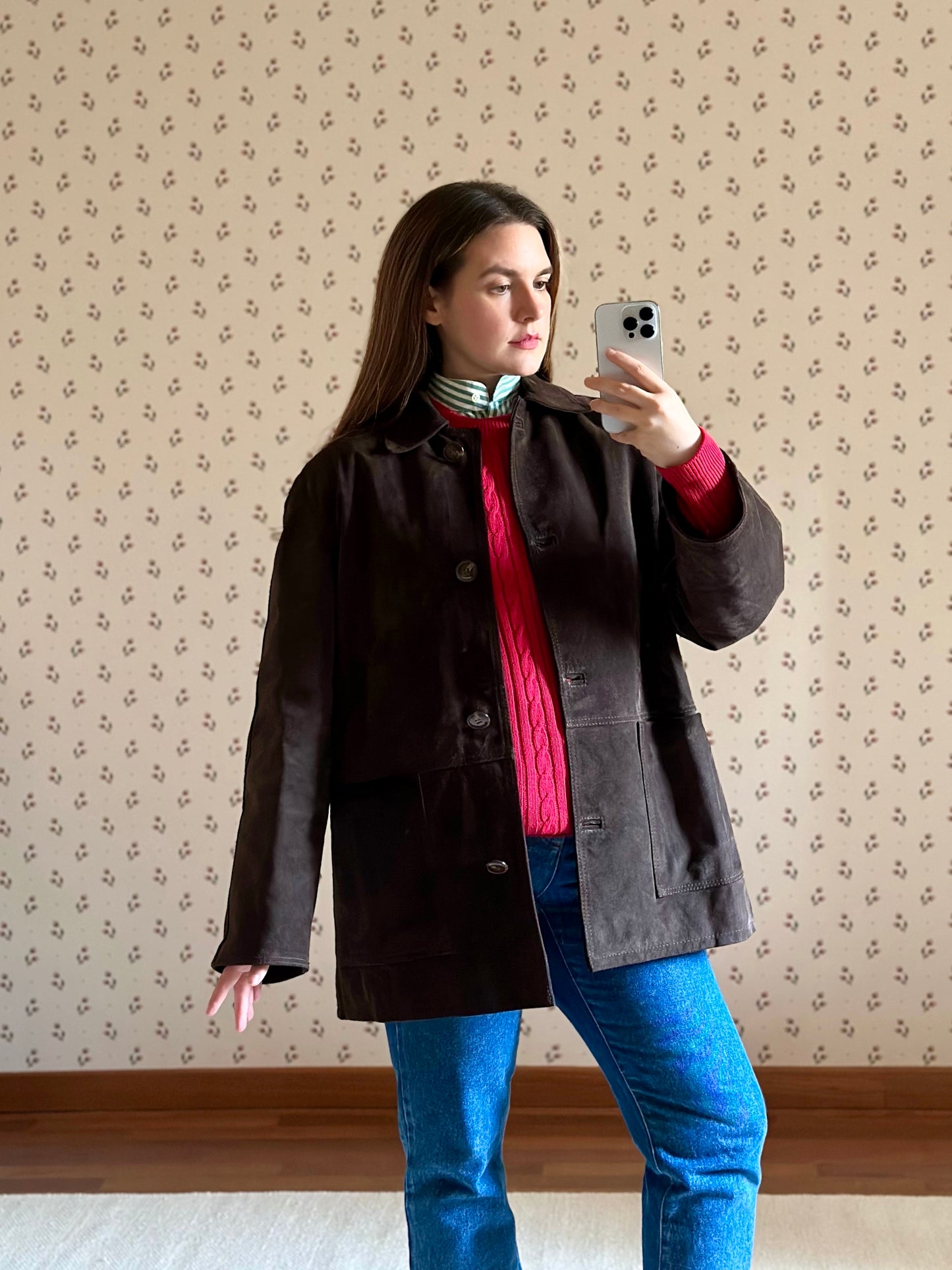 Vintage Chocolate Brown Suede Jacket