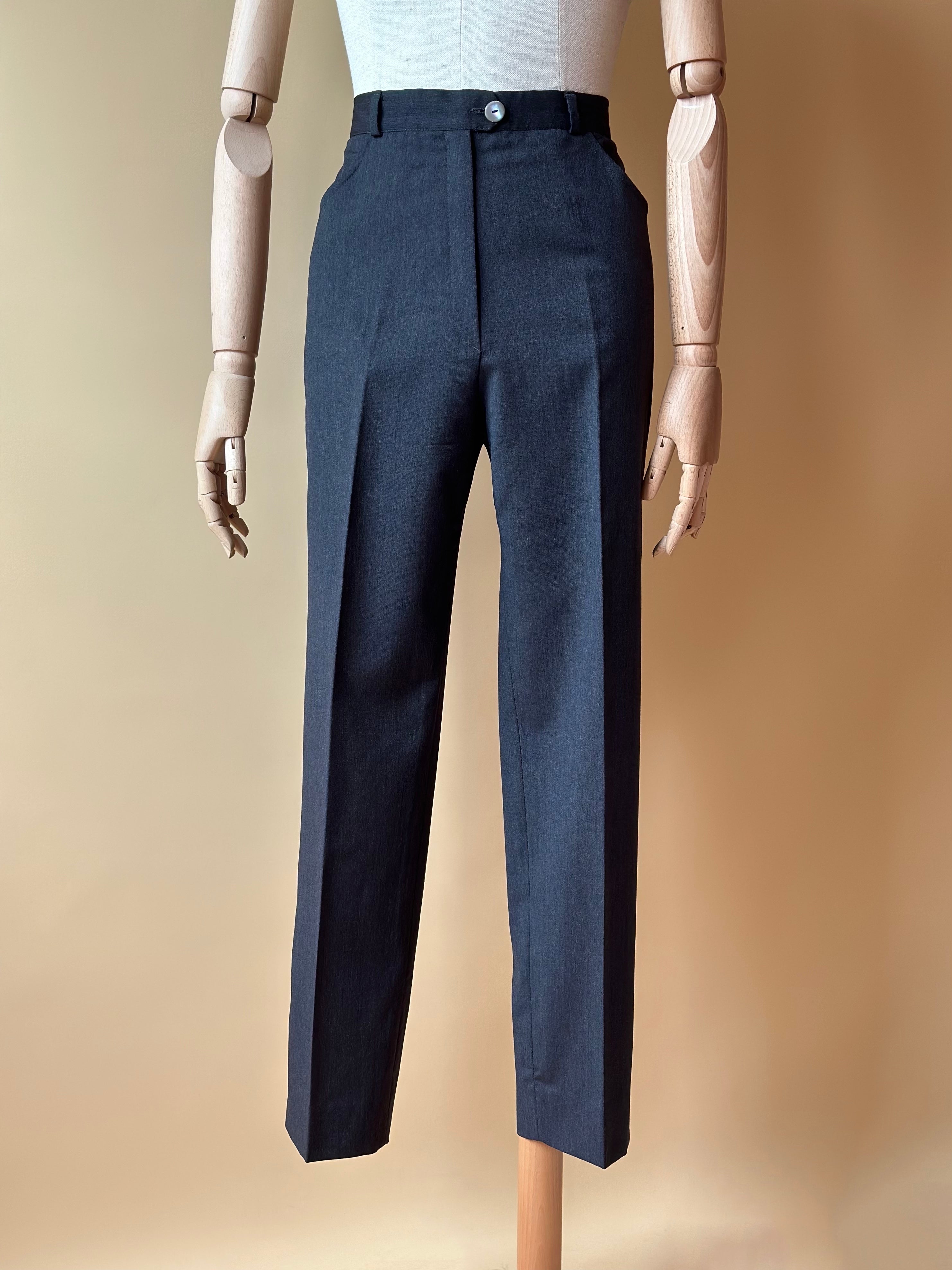 Vintage Dark Gray Pure Wool Trousers Archivio Ferrari