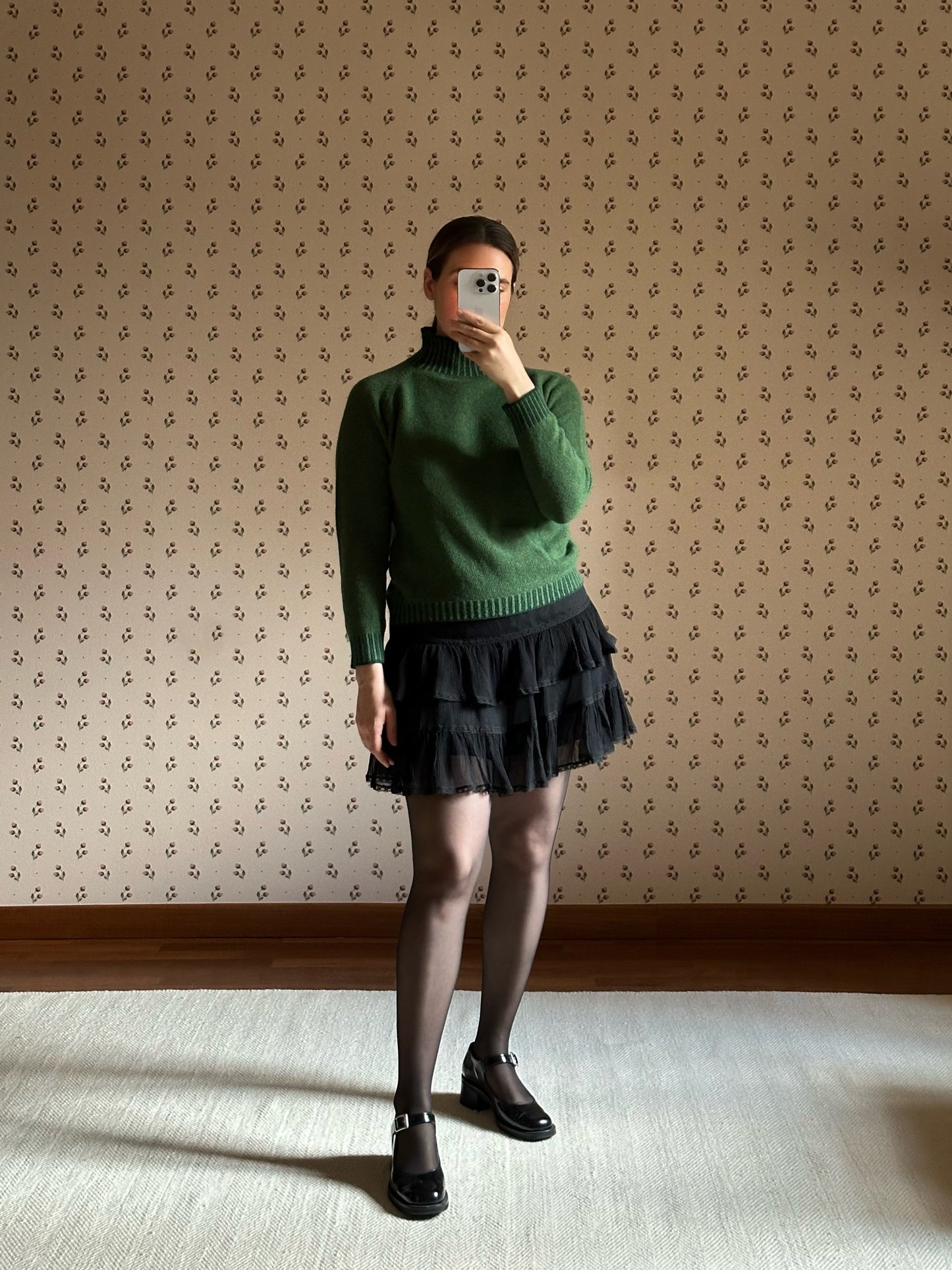 Vintage Green Wool & Cashmere Mock Neck Sweater