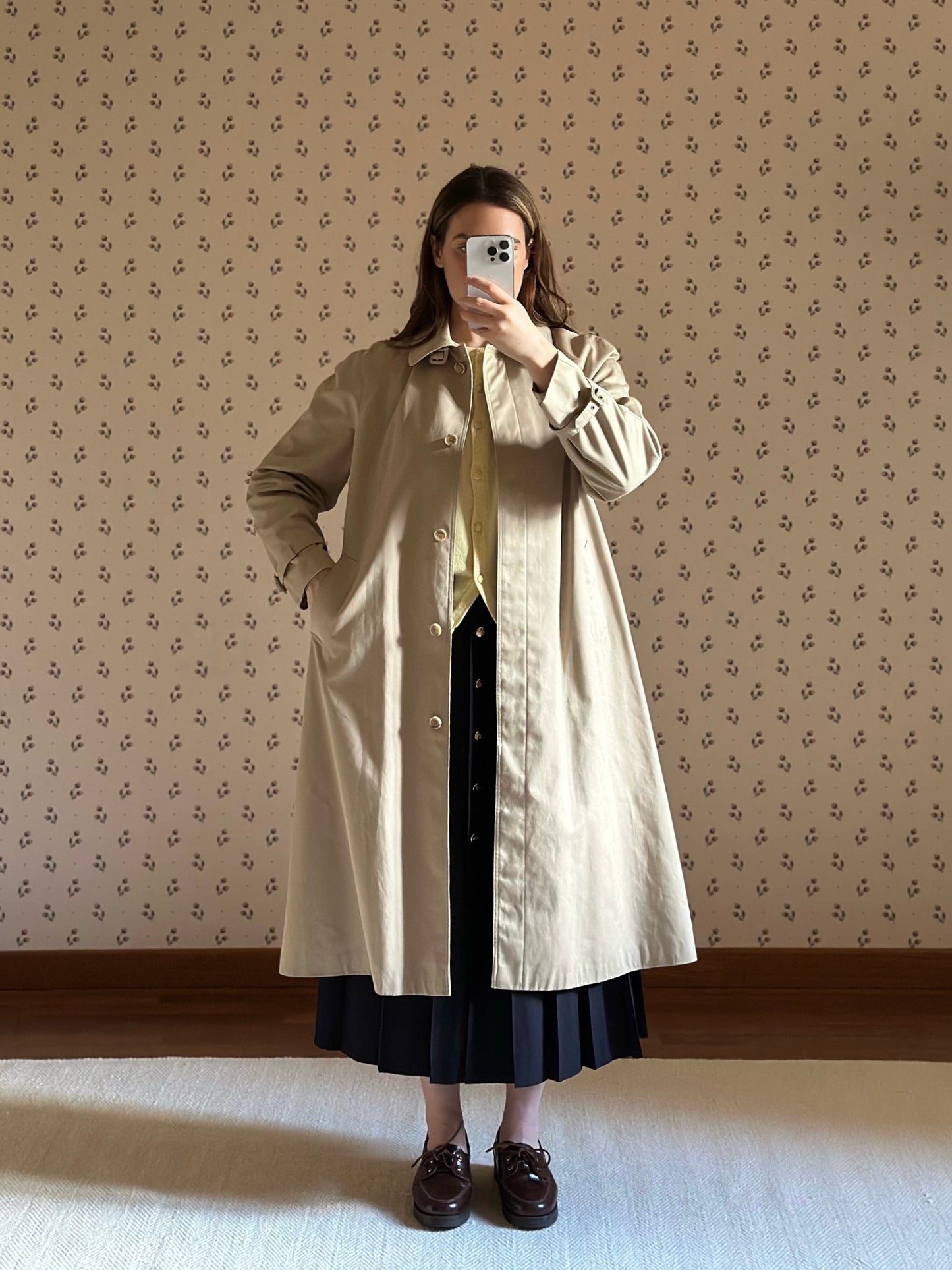 Vintage Korean Beige Trench Coat