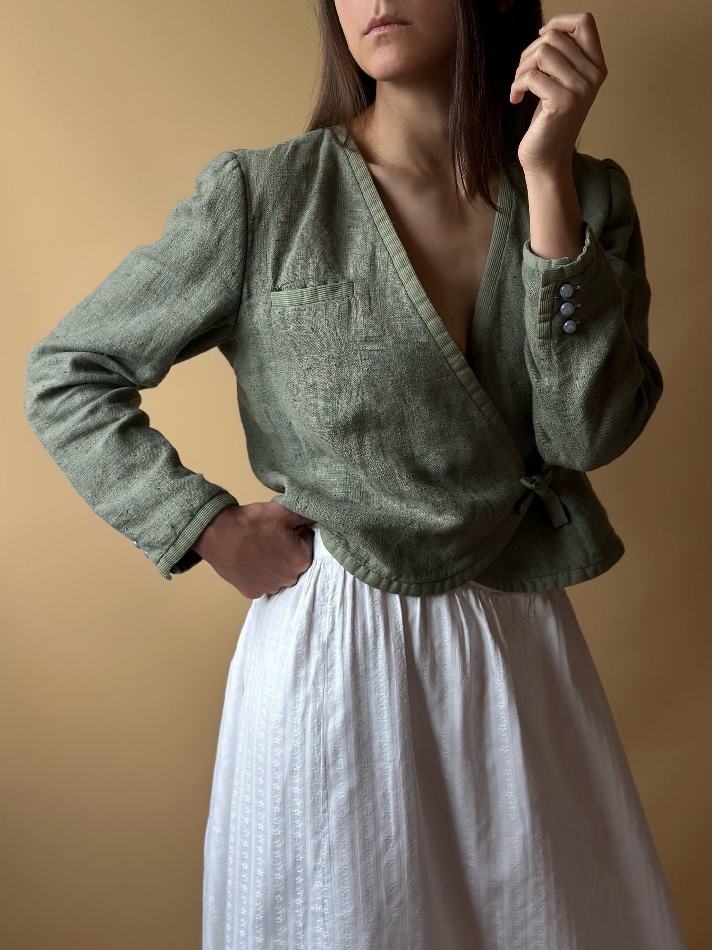Vintage Valentino Wrap-Up Linen Jacket