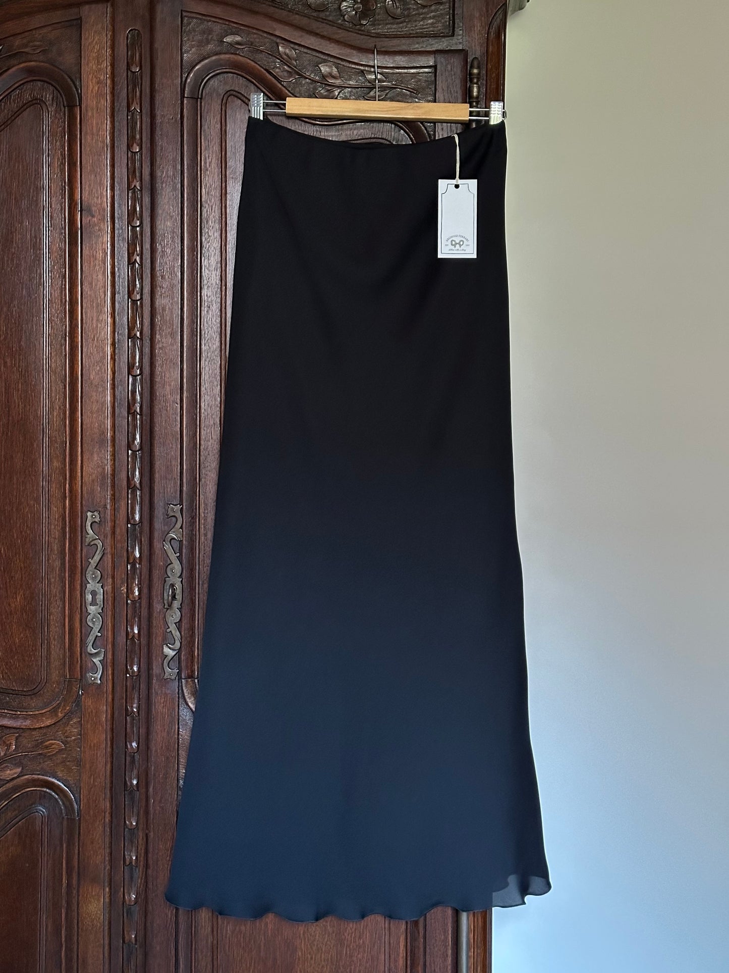 Vintage Black Longuette Satin Skirt