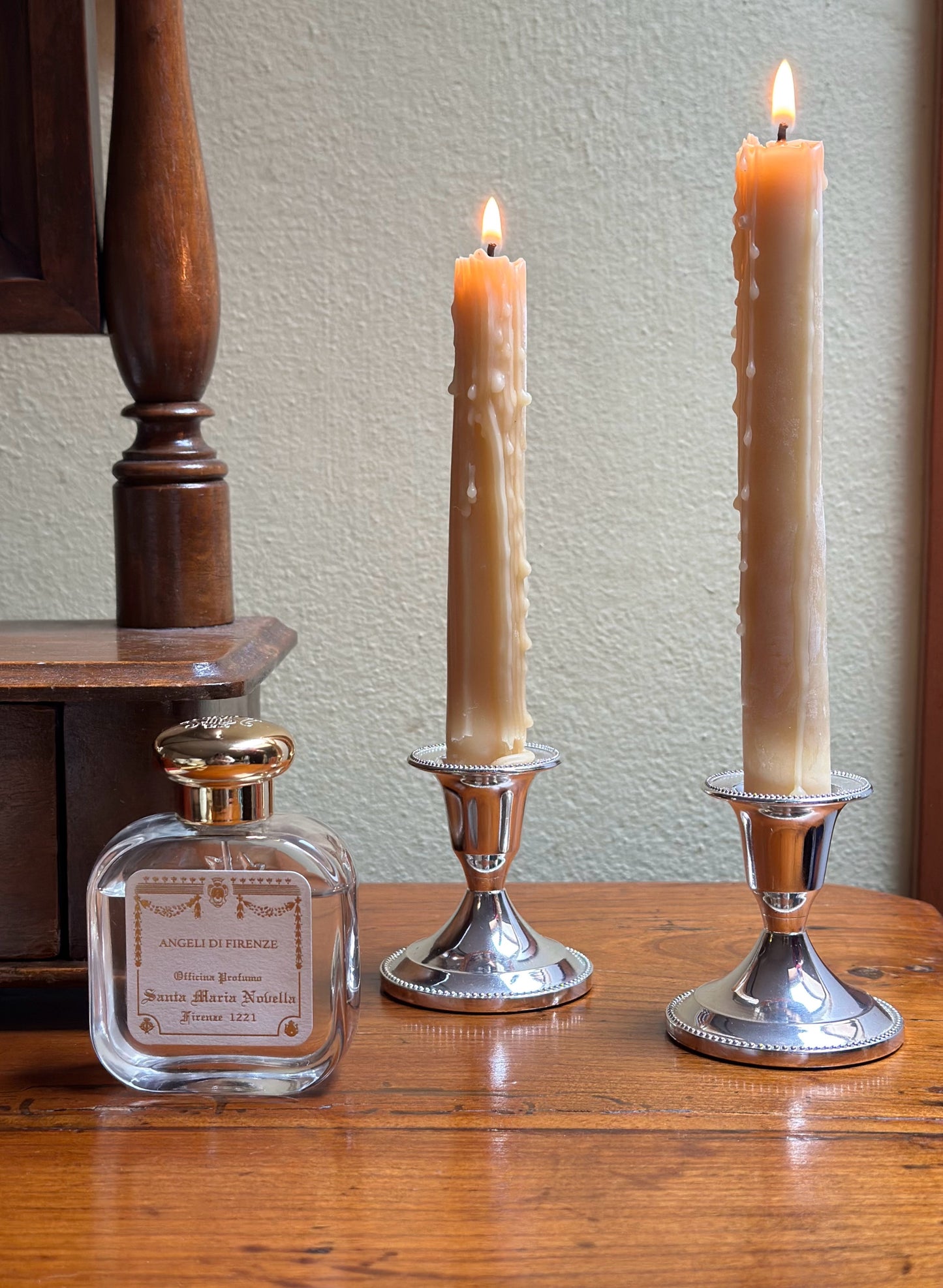 Set Of Two Vintage Silver-Plated Metal Candle Holders
