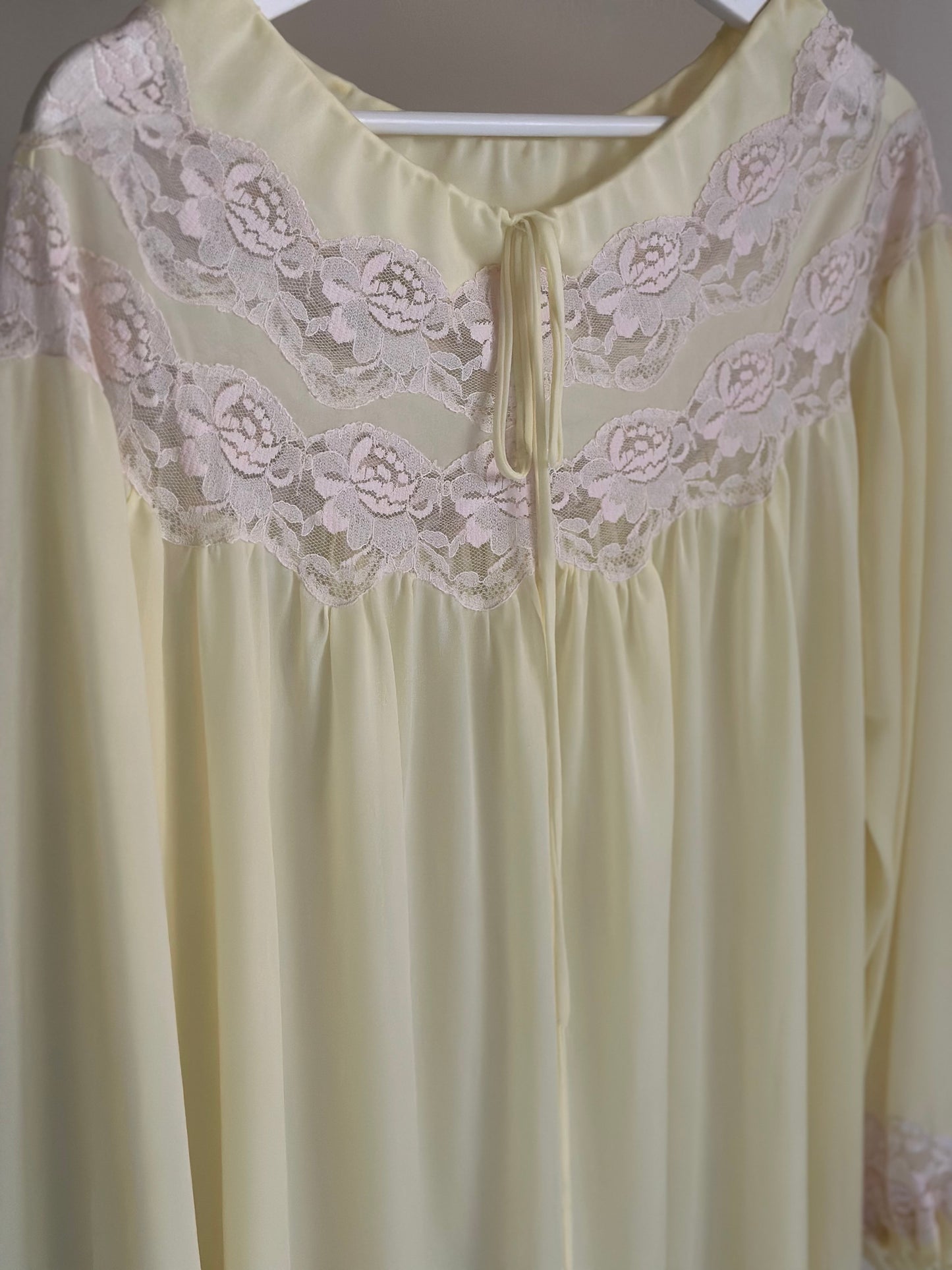 Vintage Pastel Yellow Long Nightgown
