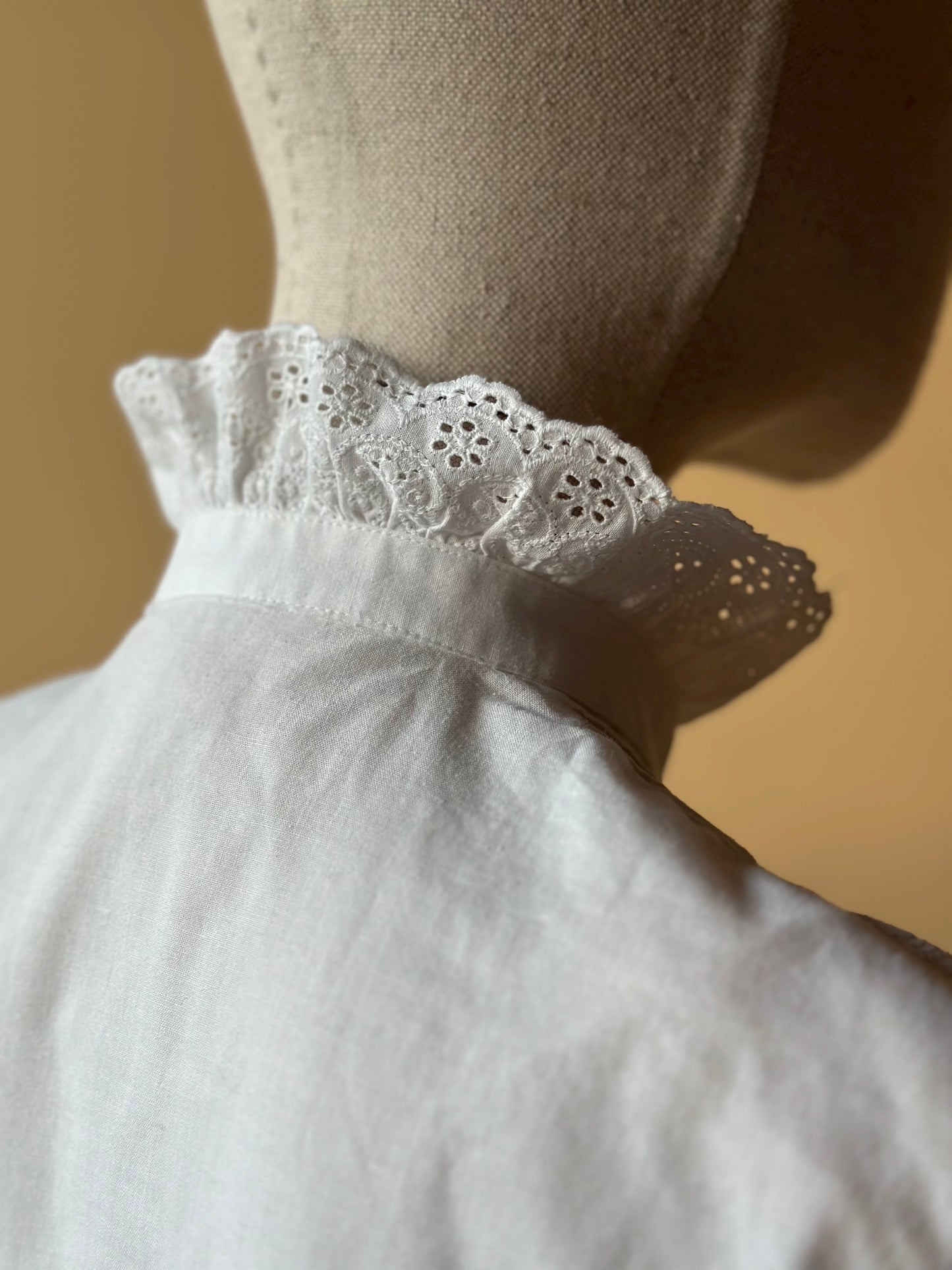 Vintage White Cotton High Neck Shirt