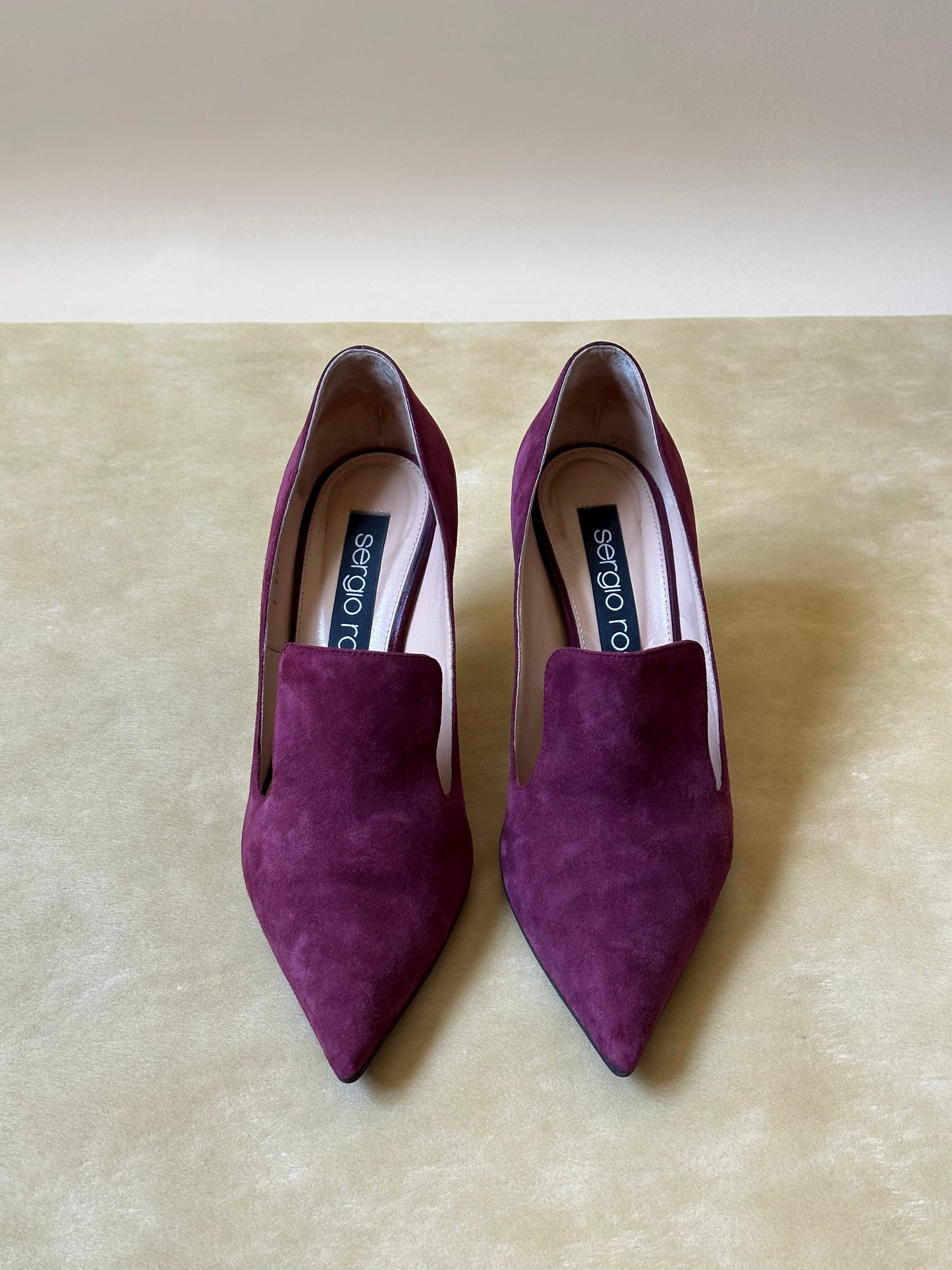 Vintage Sergio Rossi Suede Purple Pumps
