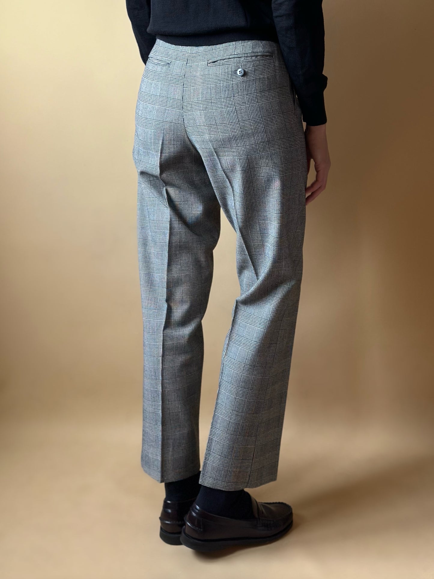 Vintage Black & White Checkered Wool Trousers