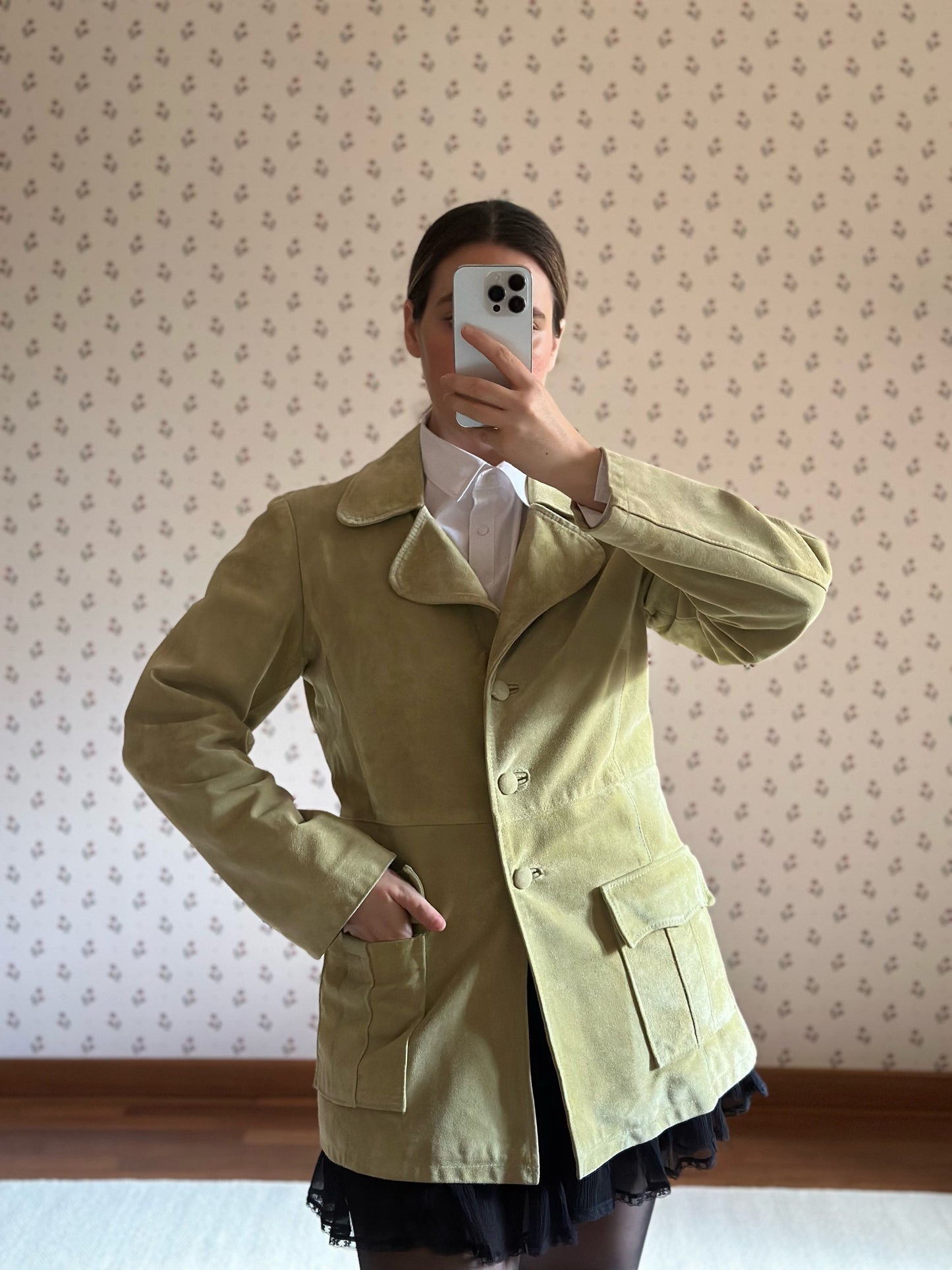 Vintage Pistachio Suede Jacket