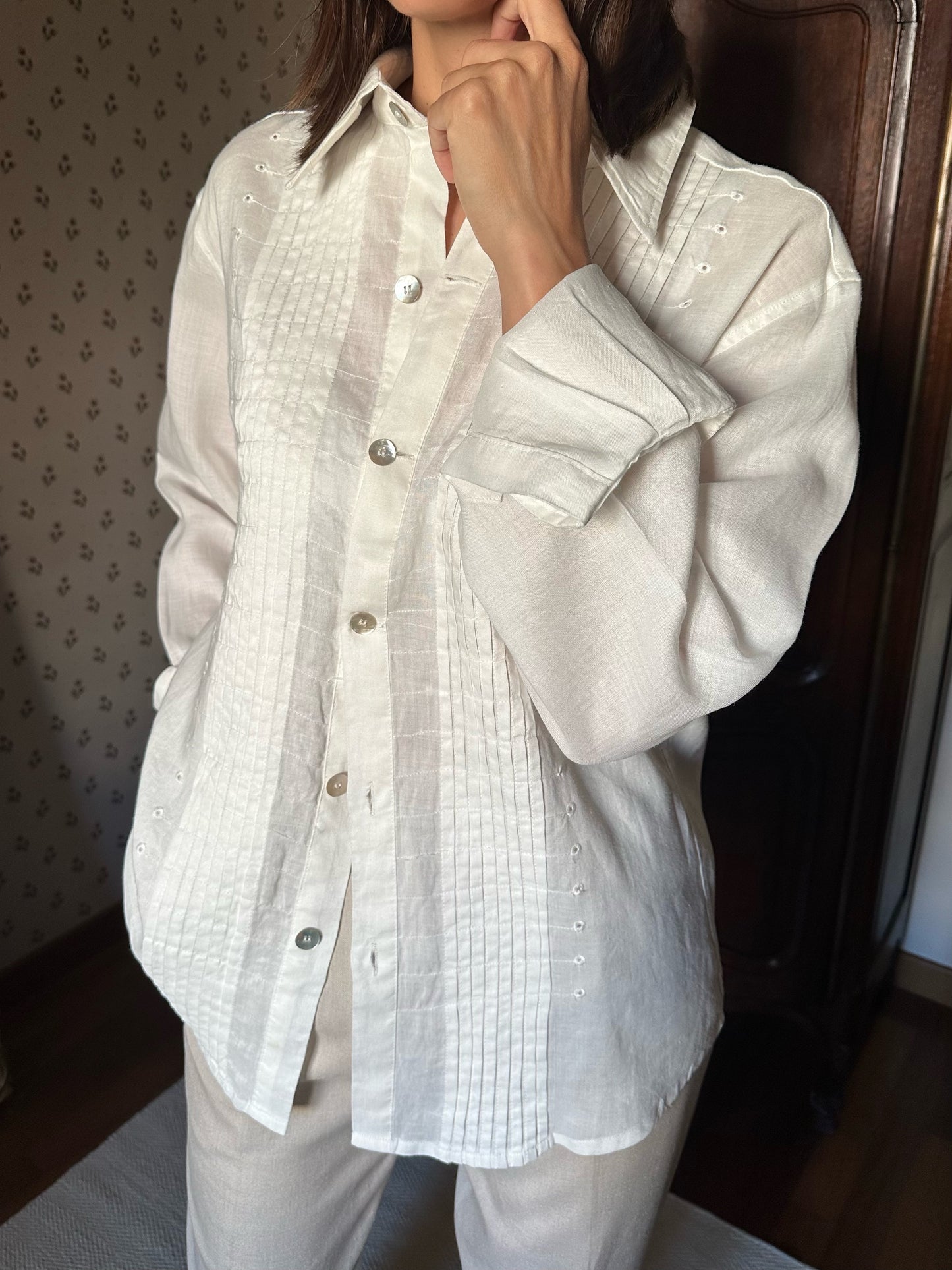 100% Linen Oversized White Shirt
