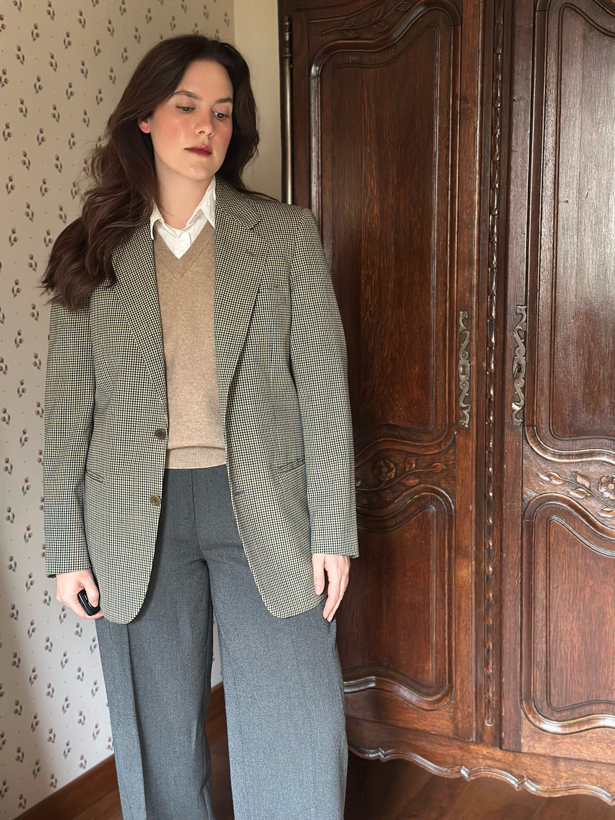 Vintage 100% Wool Check Blazer