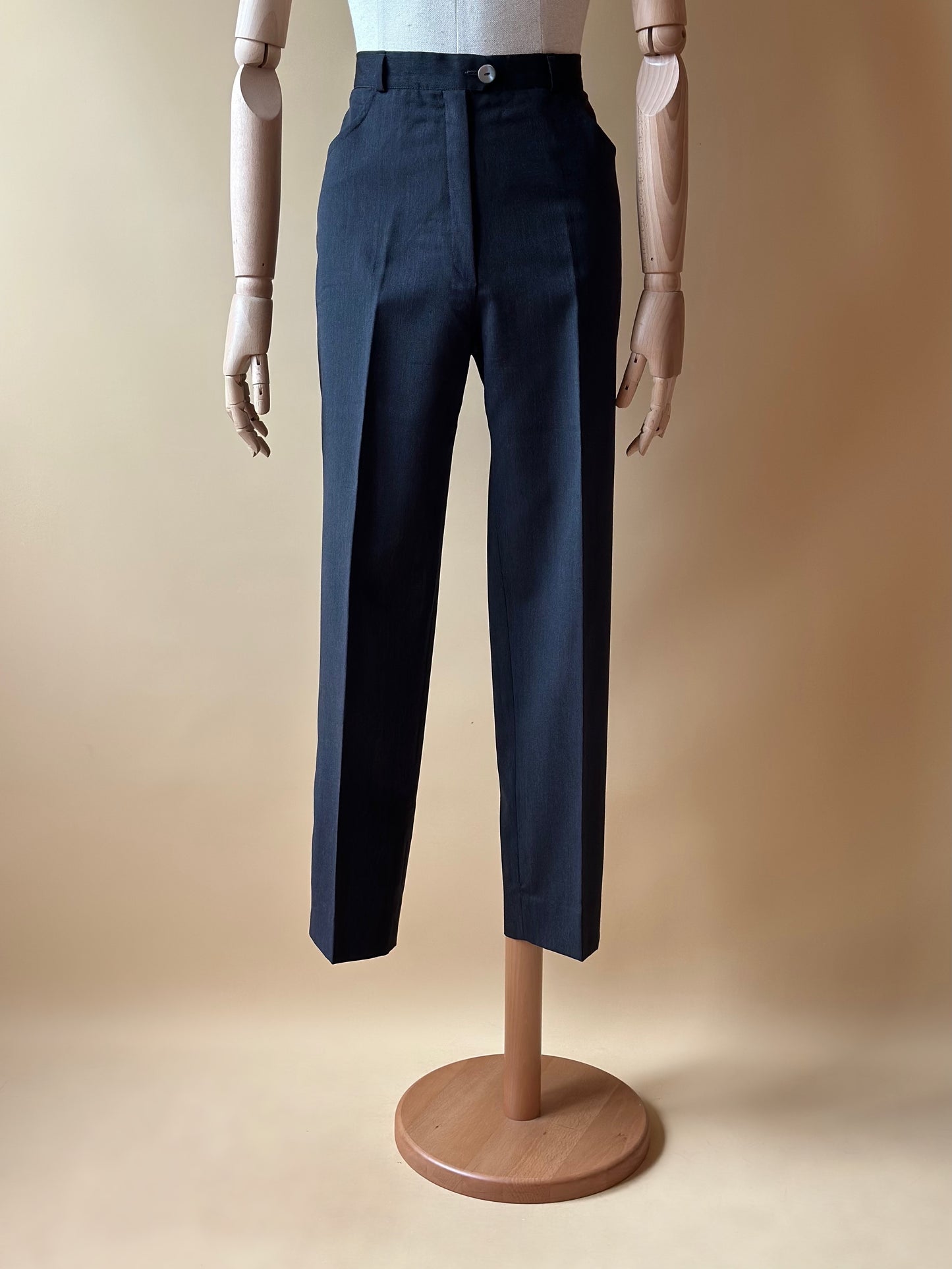 Vintage Dark Gray Pure Wool Trousers
