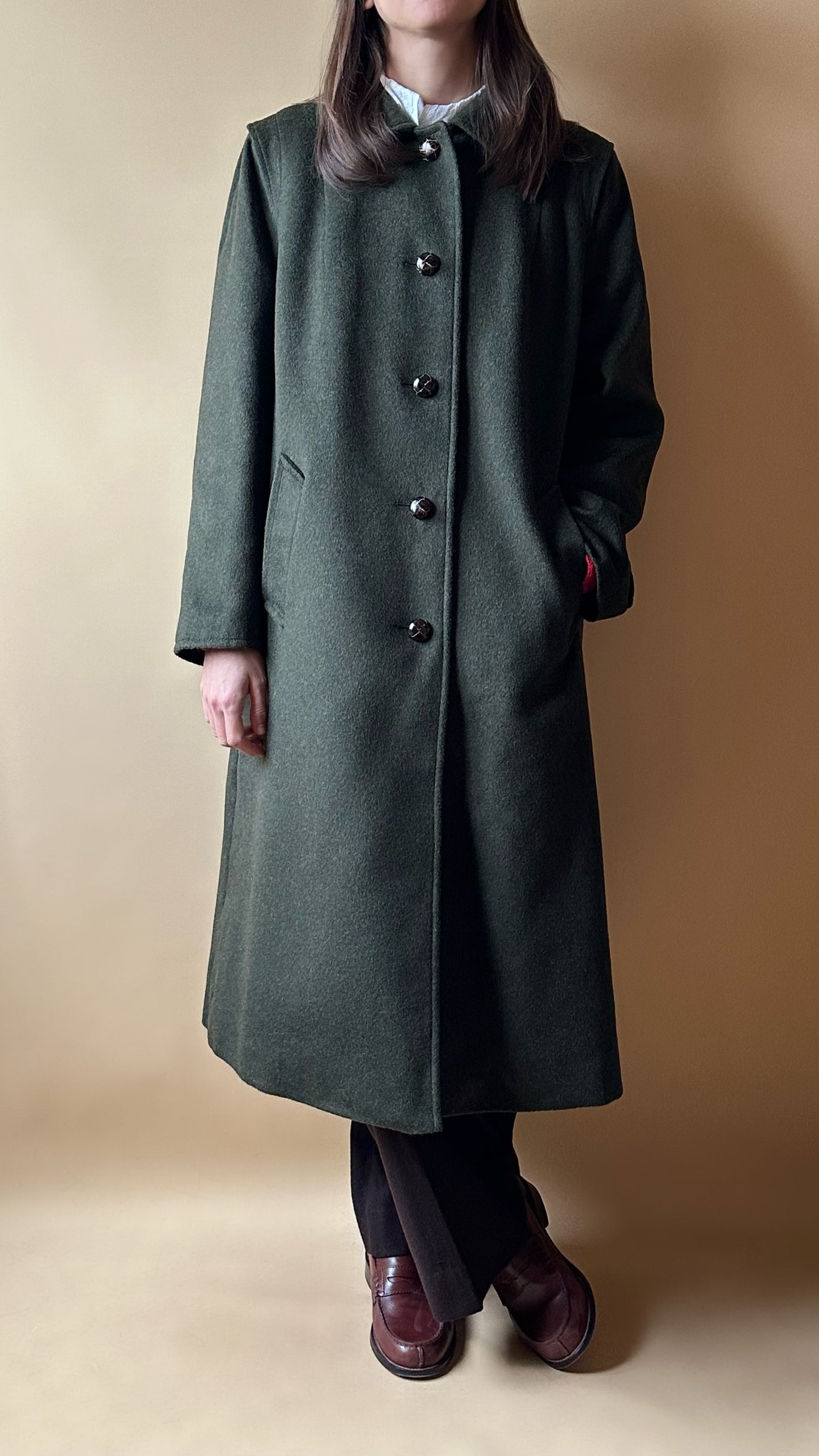 Vintage Green Loden With Tartan Lining