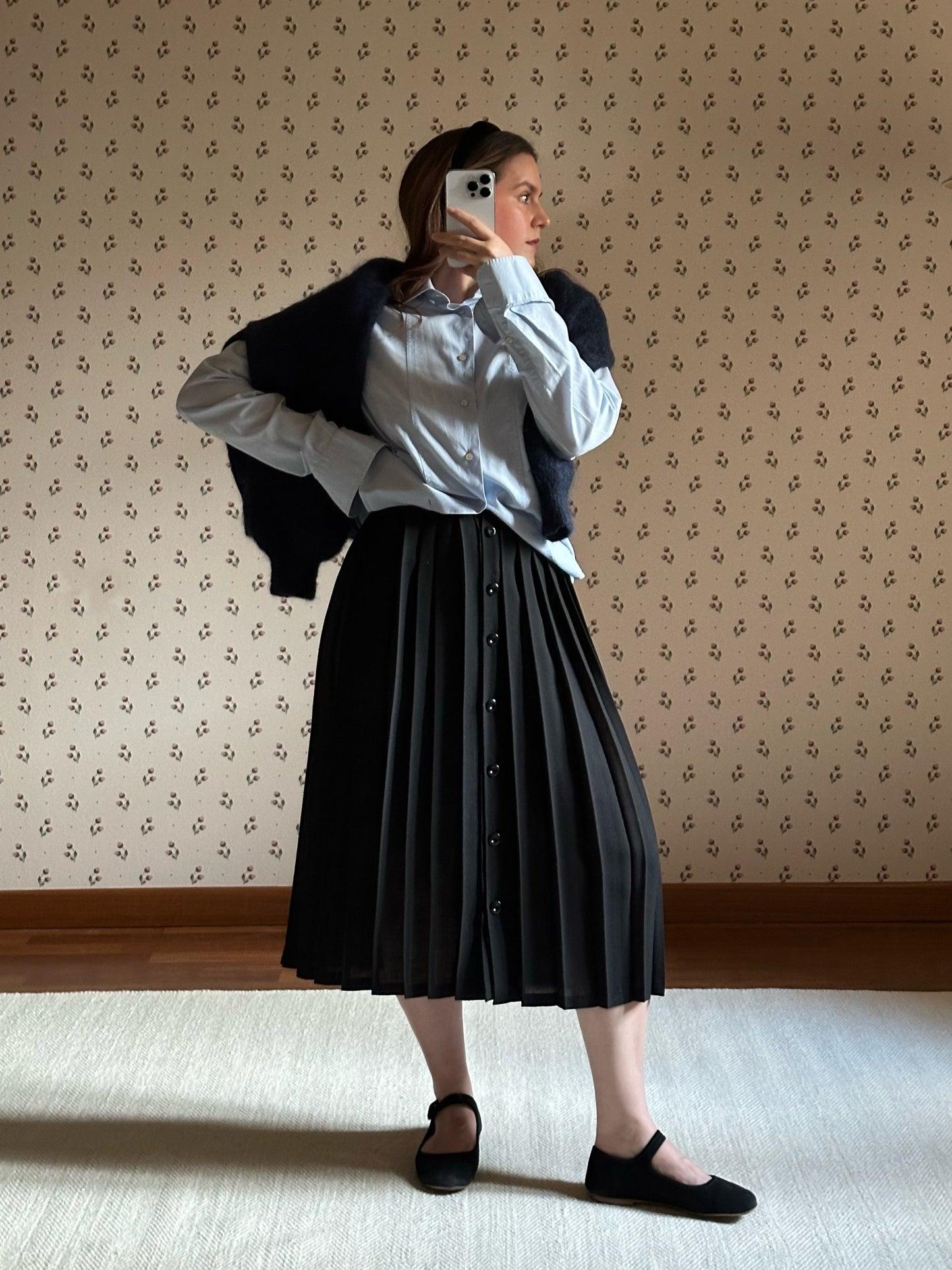 Vintage Midi Navy Blue Skirt