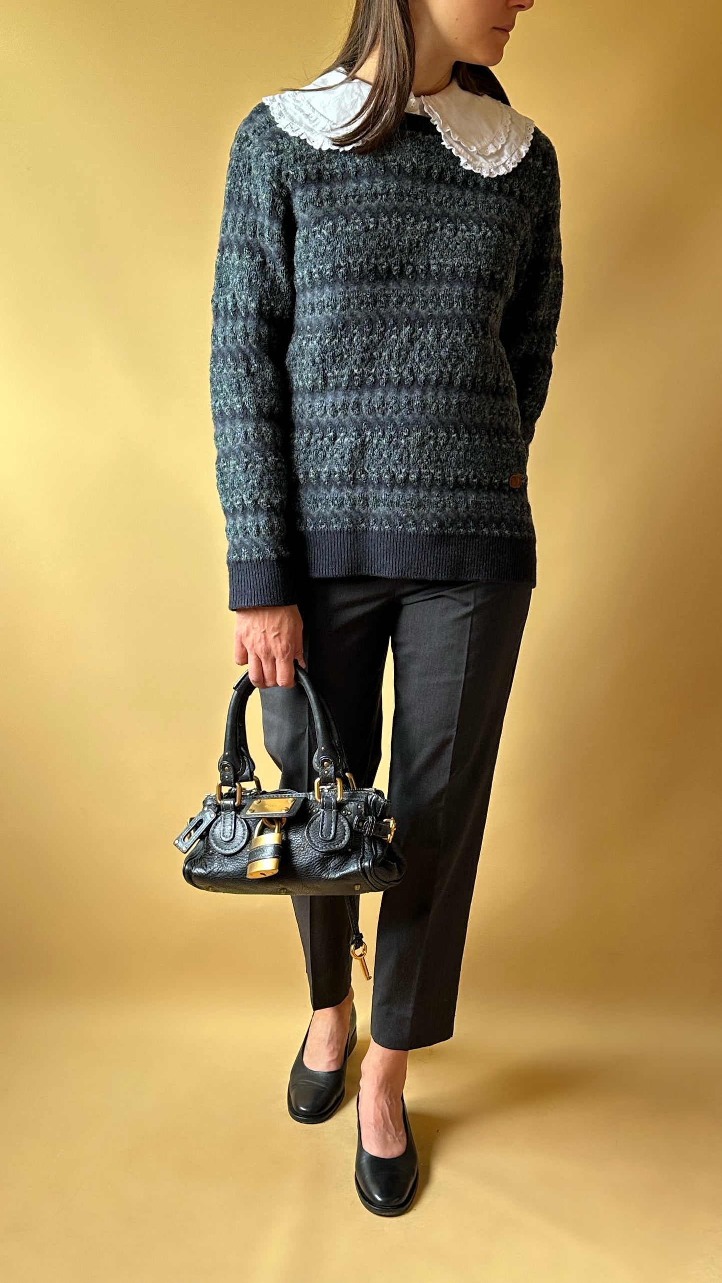 Vintage Dark Gray Pure Wool Trousers