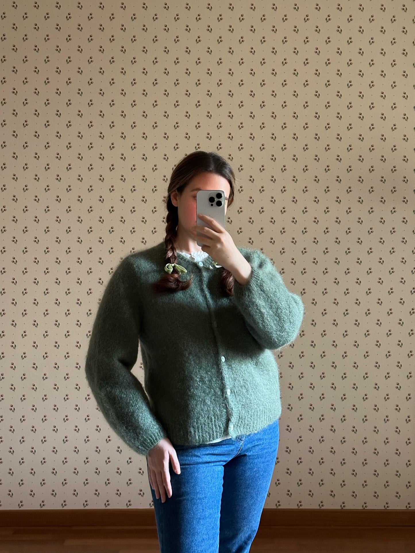 Mohair Sage Green Cardigan