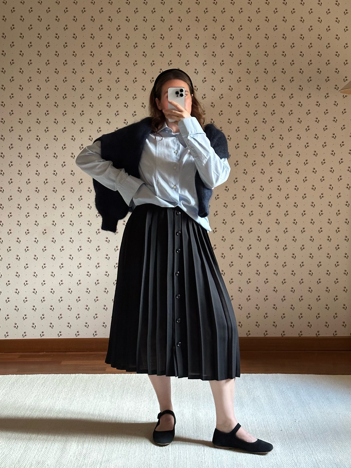 Vintage Midi Navy Blue Skirt