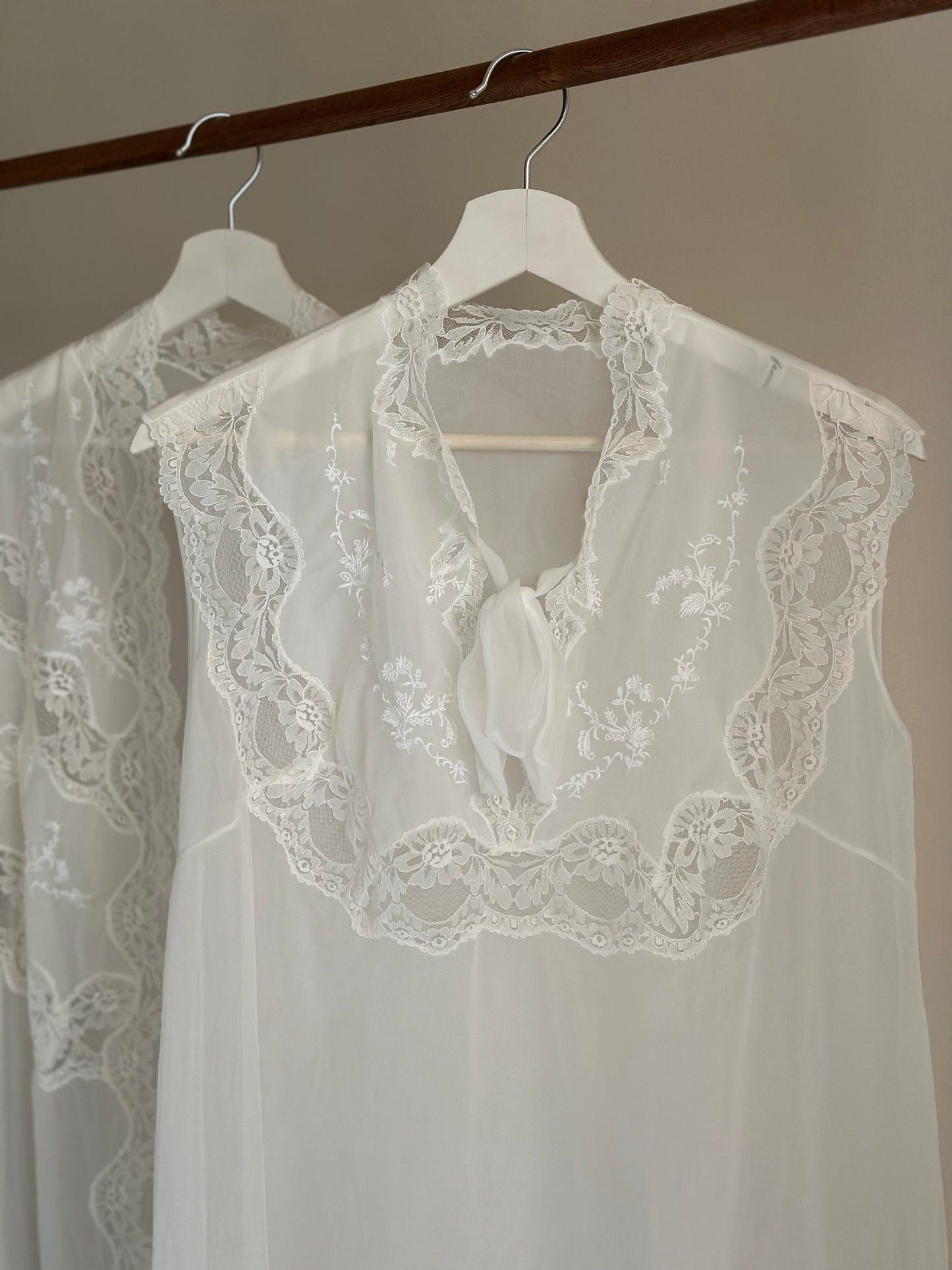 Set Of Lace Trimmed Nightgown and Dressing Gown
