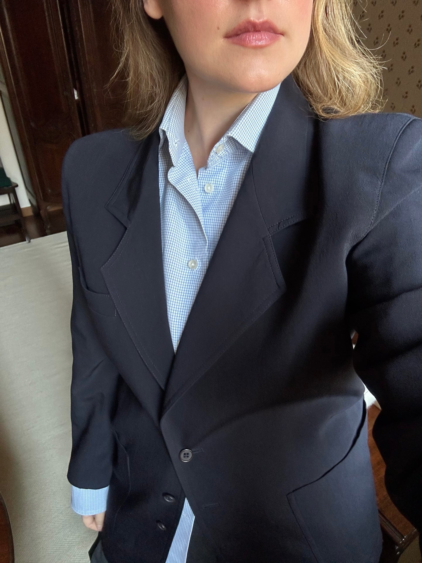 Vintage Blue Wool Blazer