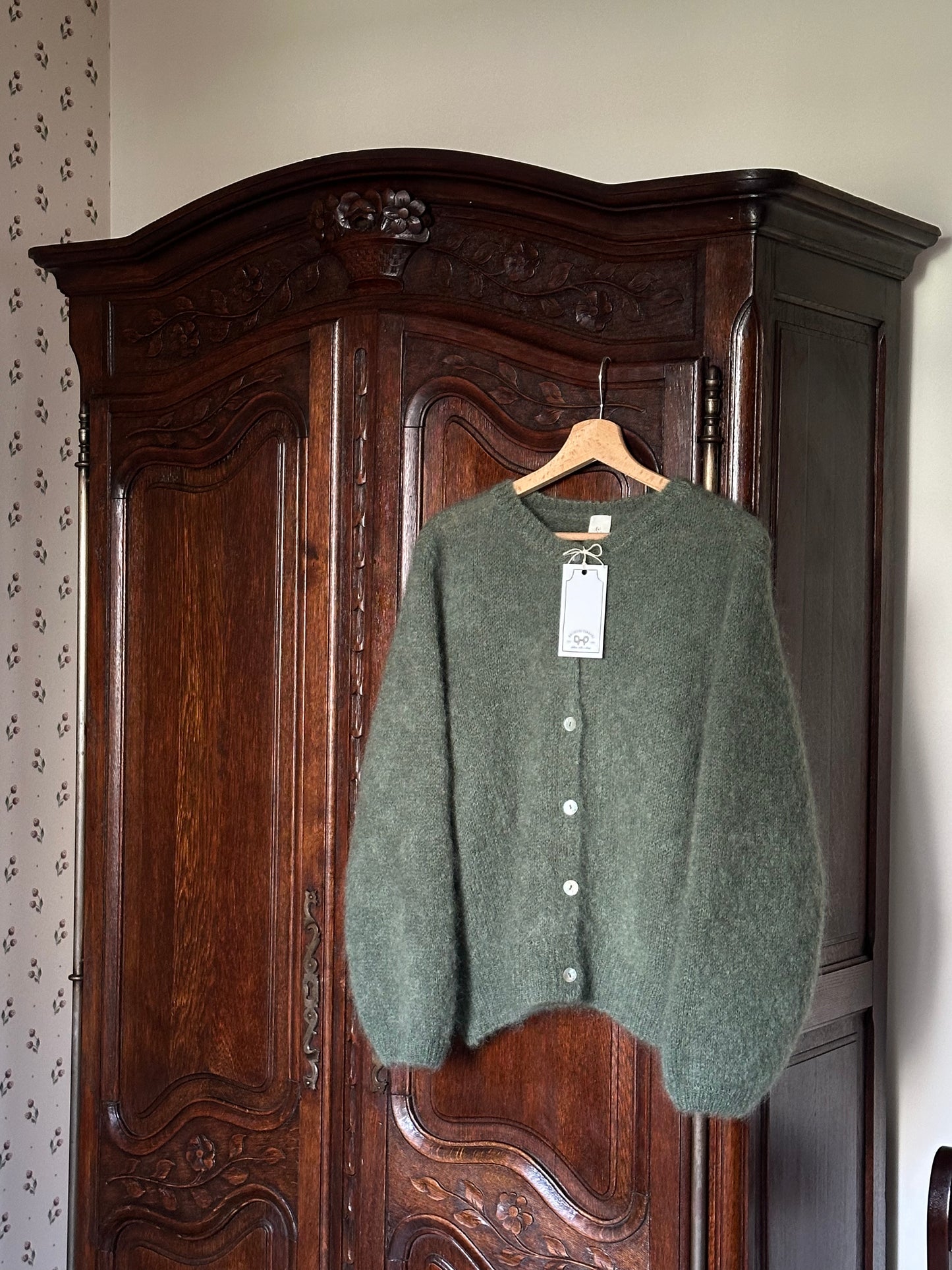 Mohair Sage Green Cardigan