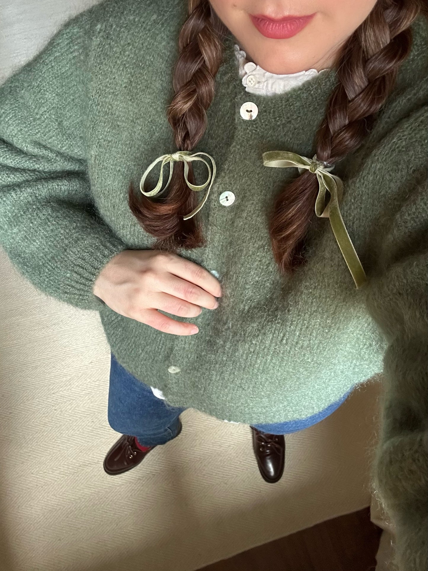 Mohair Sage Green Cardigan