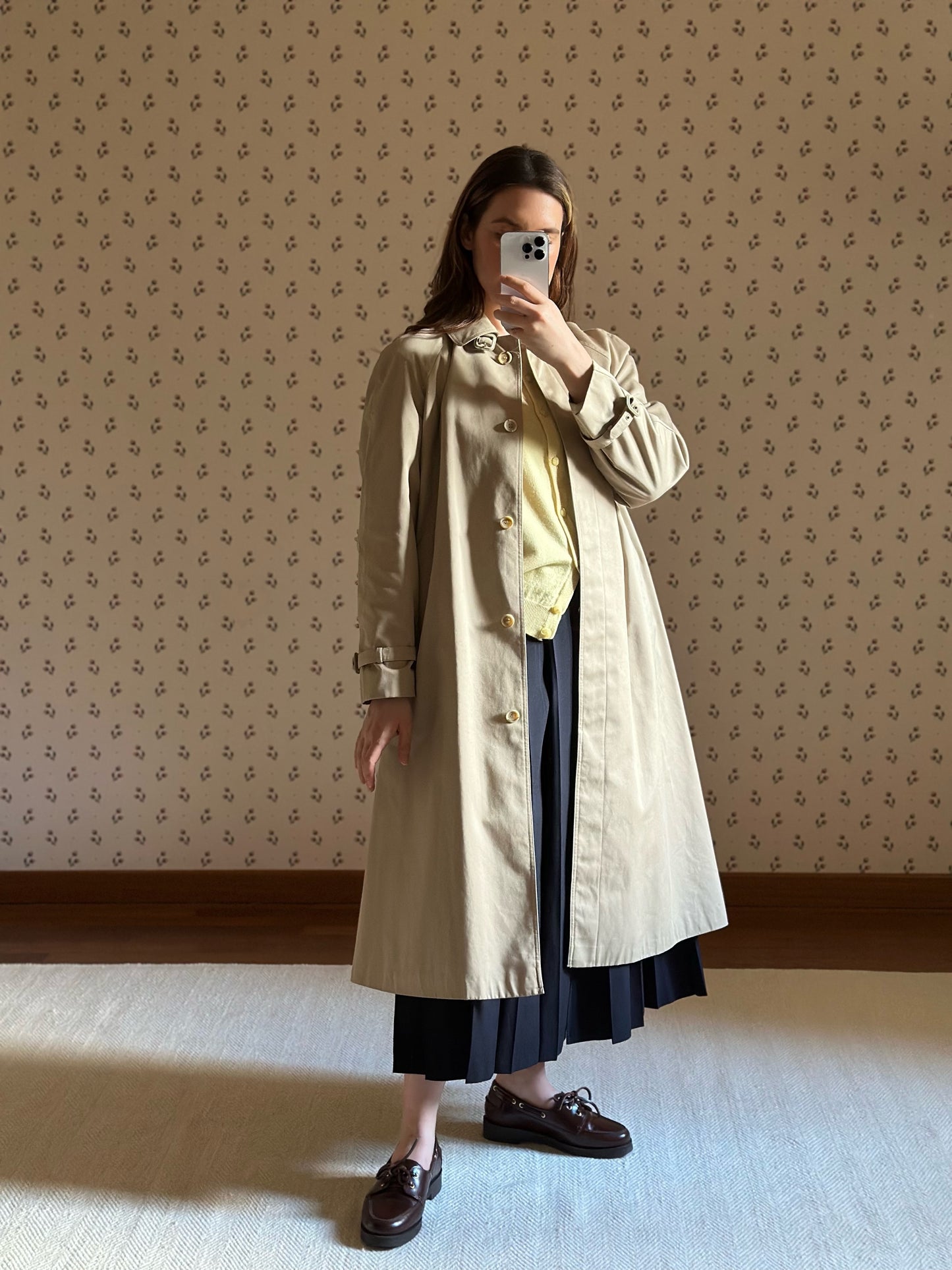 Vintage Korean Beige Trench Coat