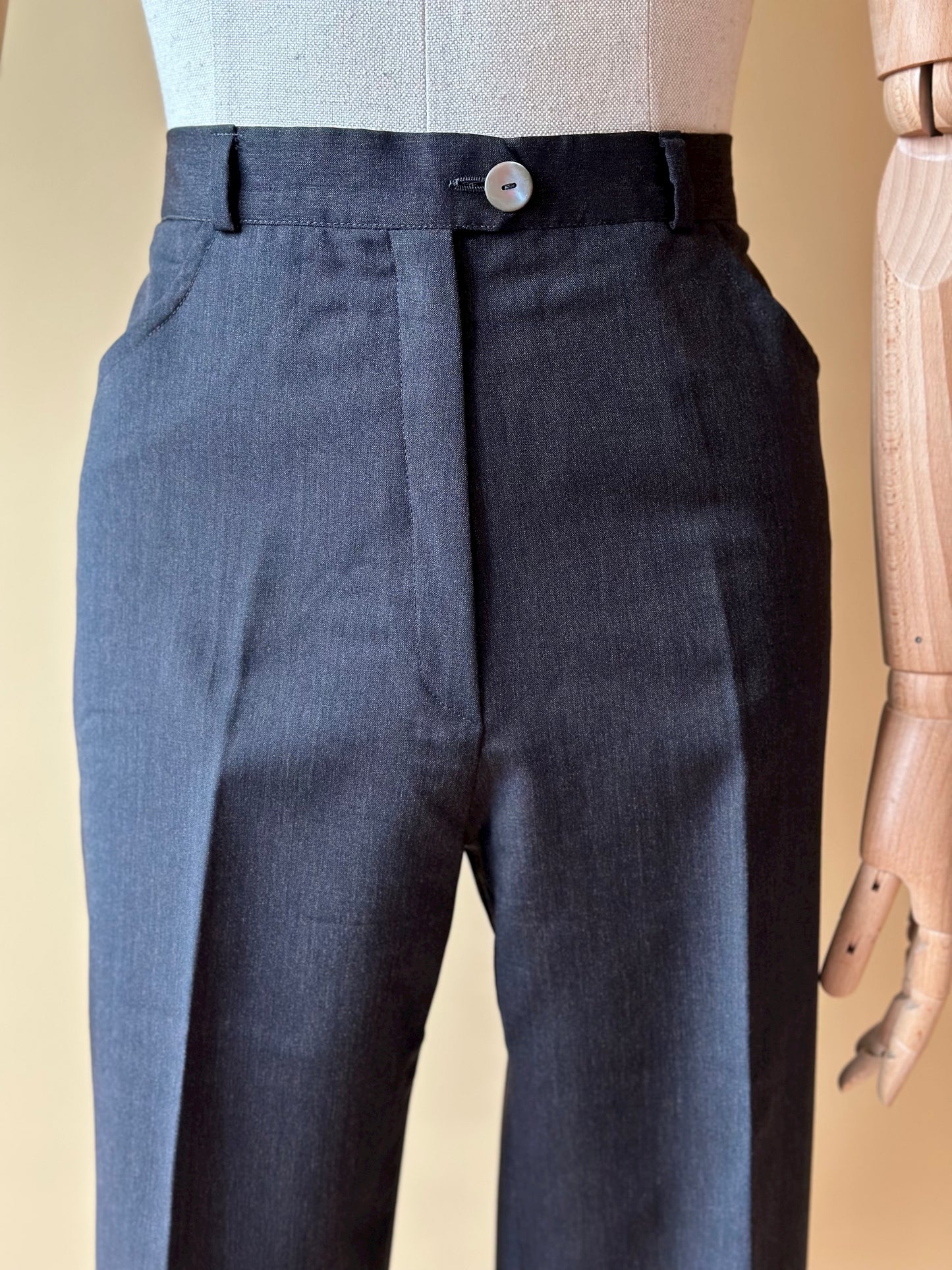 Vintage Dark Gray Pure Wool Trousers