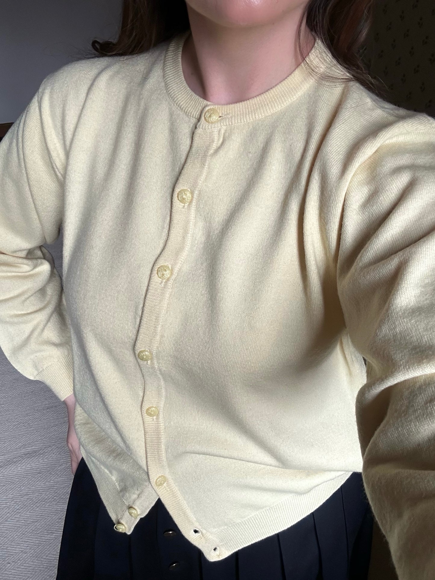 Butter Yellow Wool Cardigan