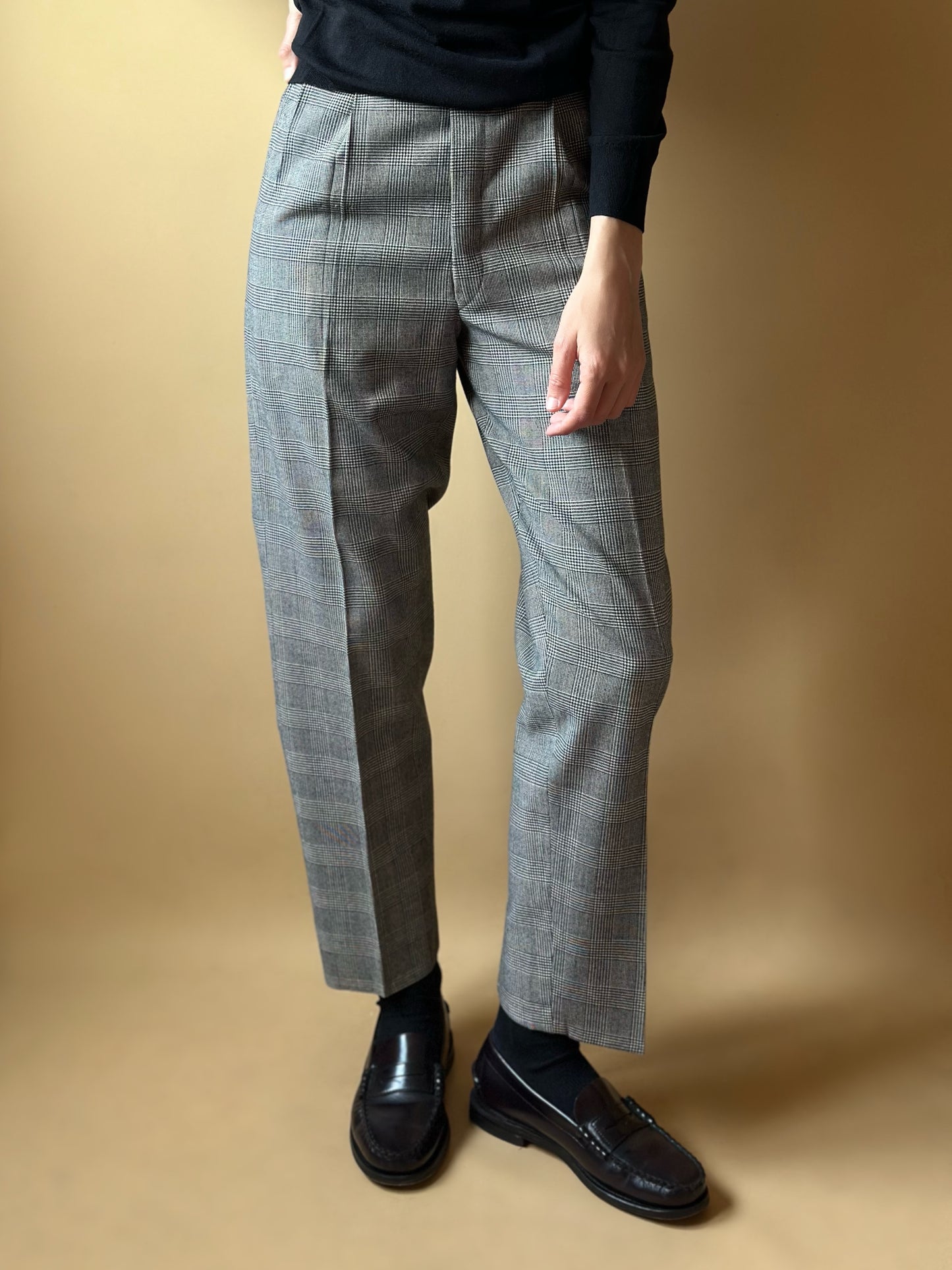 Vintage Black & White Checkered Wool Trousers