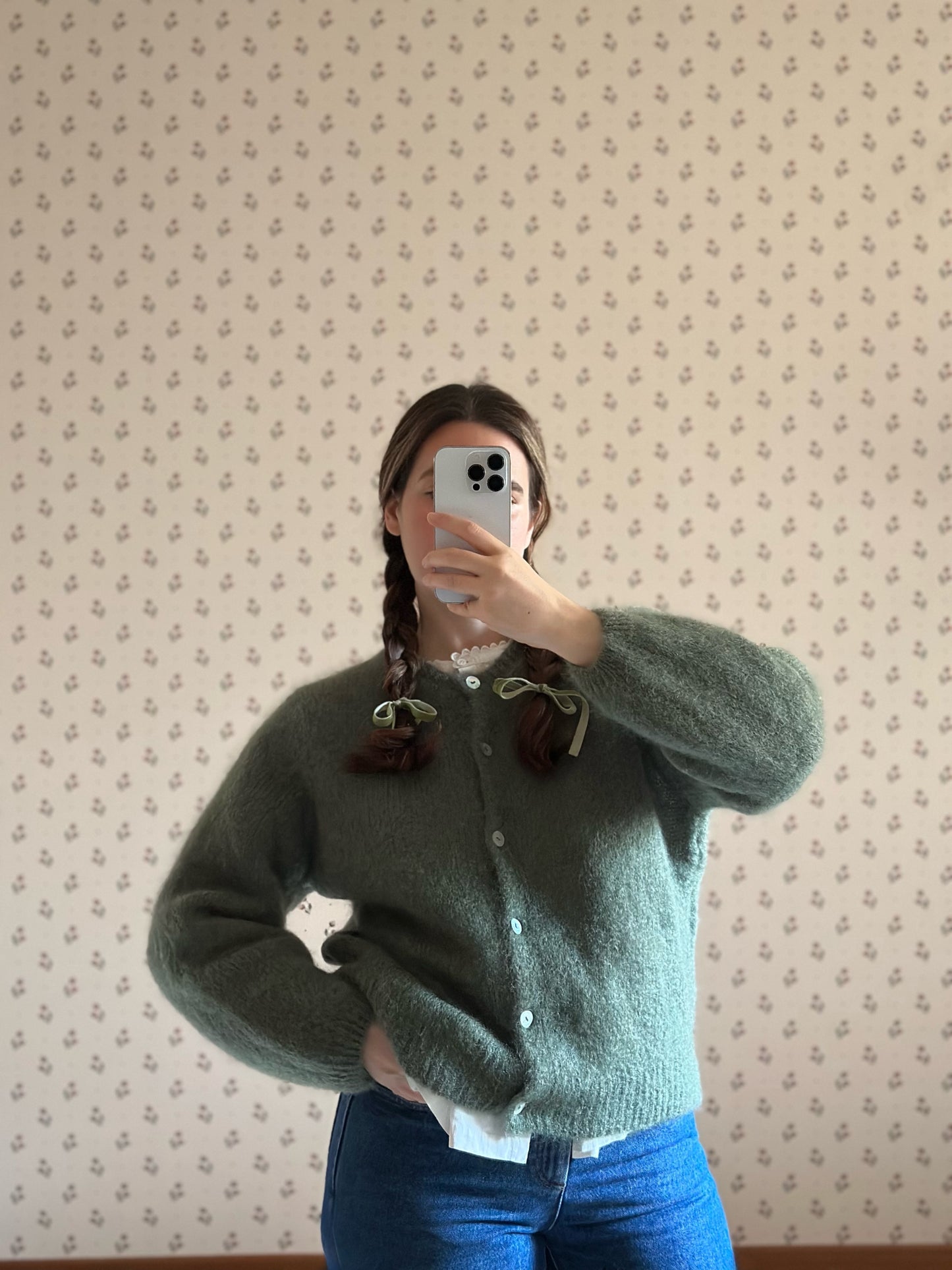 Mohair Sage Green Cardigan