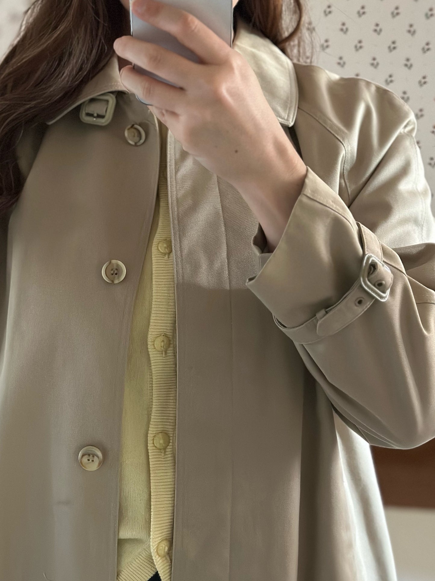 Vintage Korean Beige Trench Coat