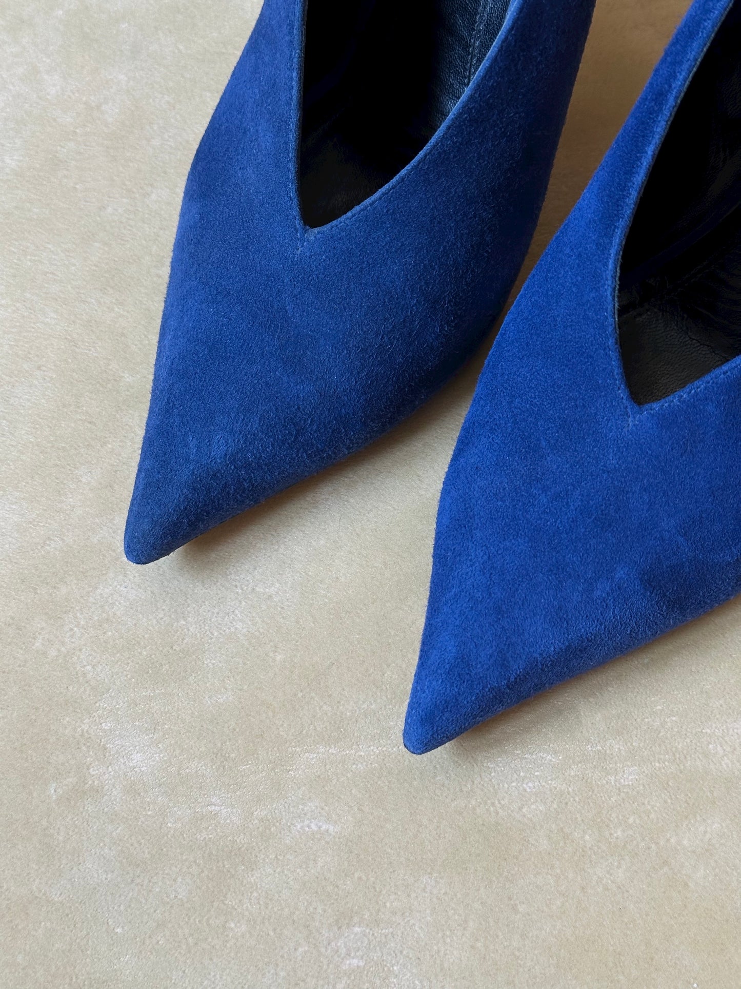 Céline Blue Suede Pointed Pumps