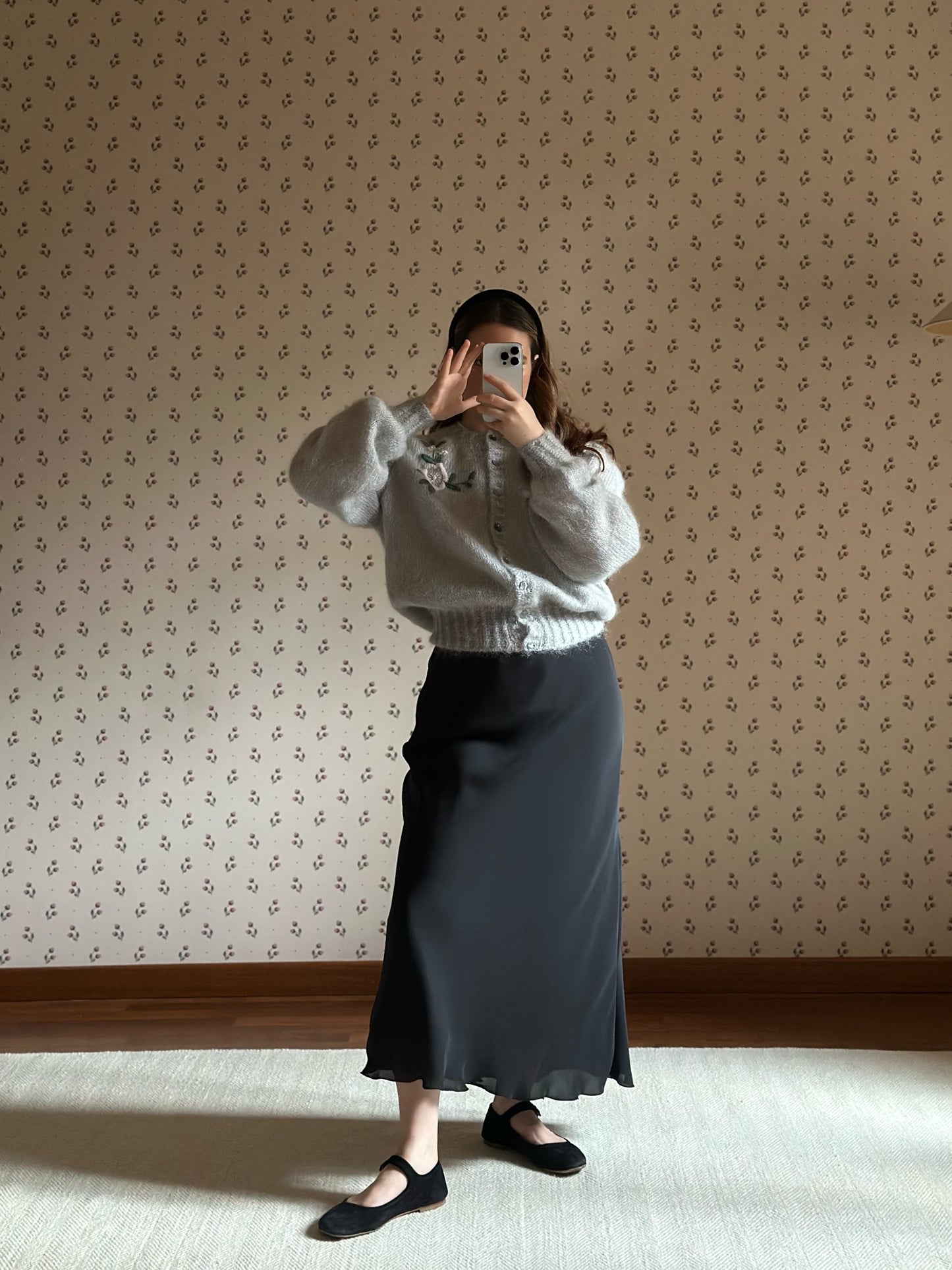 Vintage Black Longuette Satin Skirt