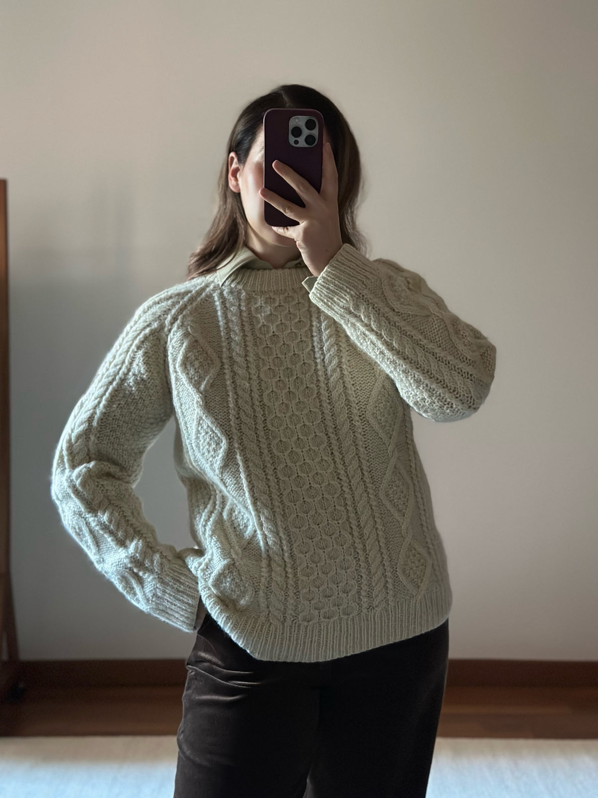 White Irish Cable Knit Sweater