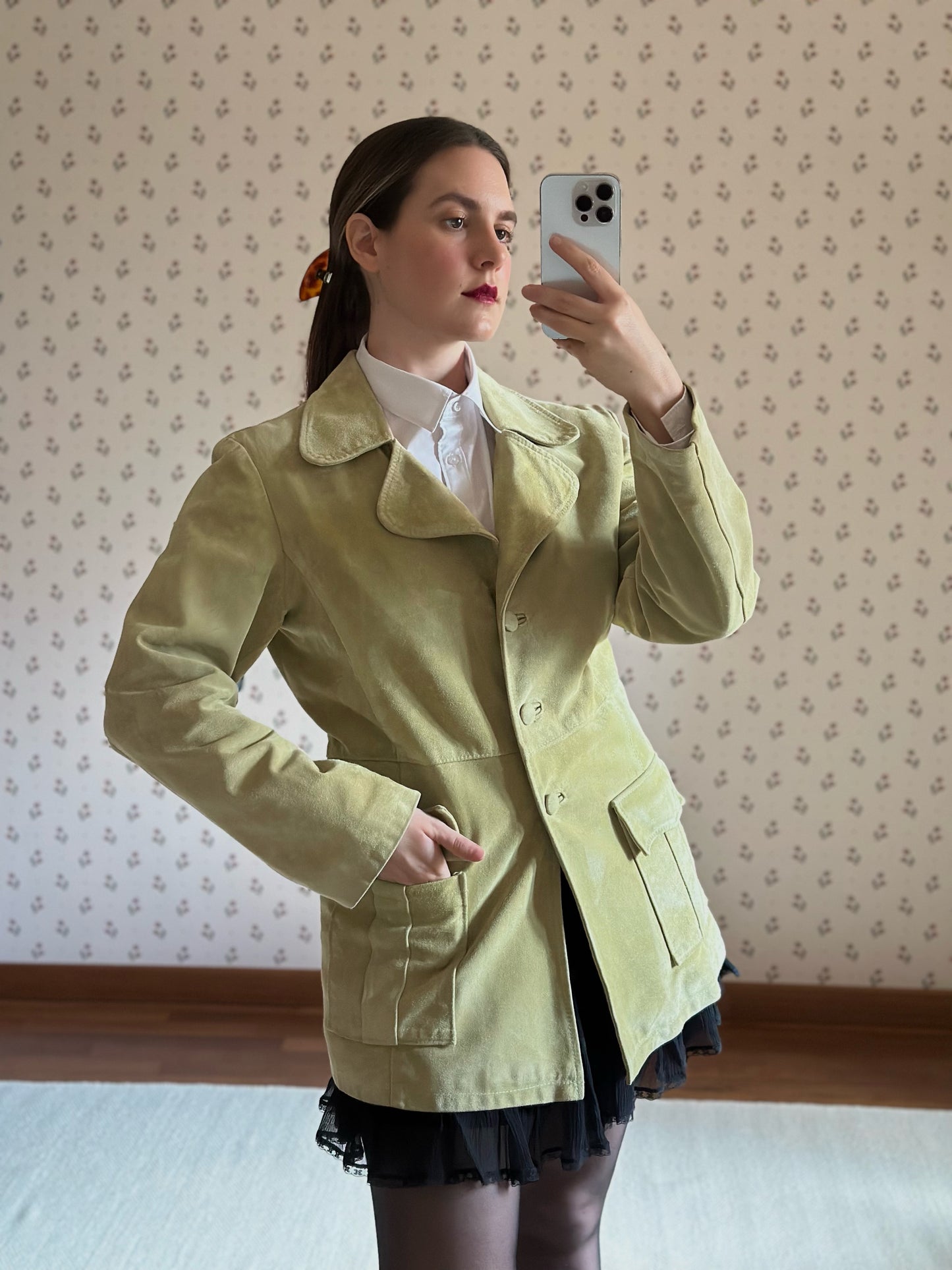 Vintage Pistachio Suede Jacket
