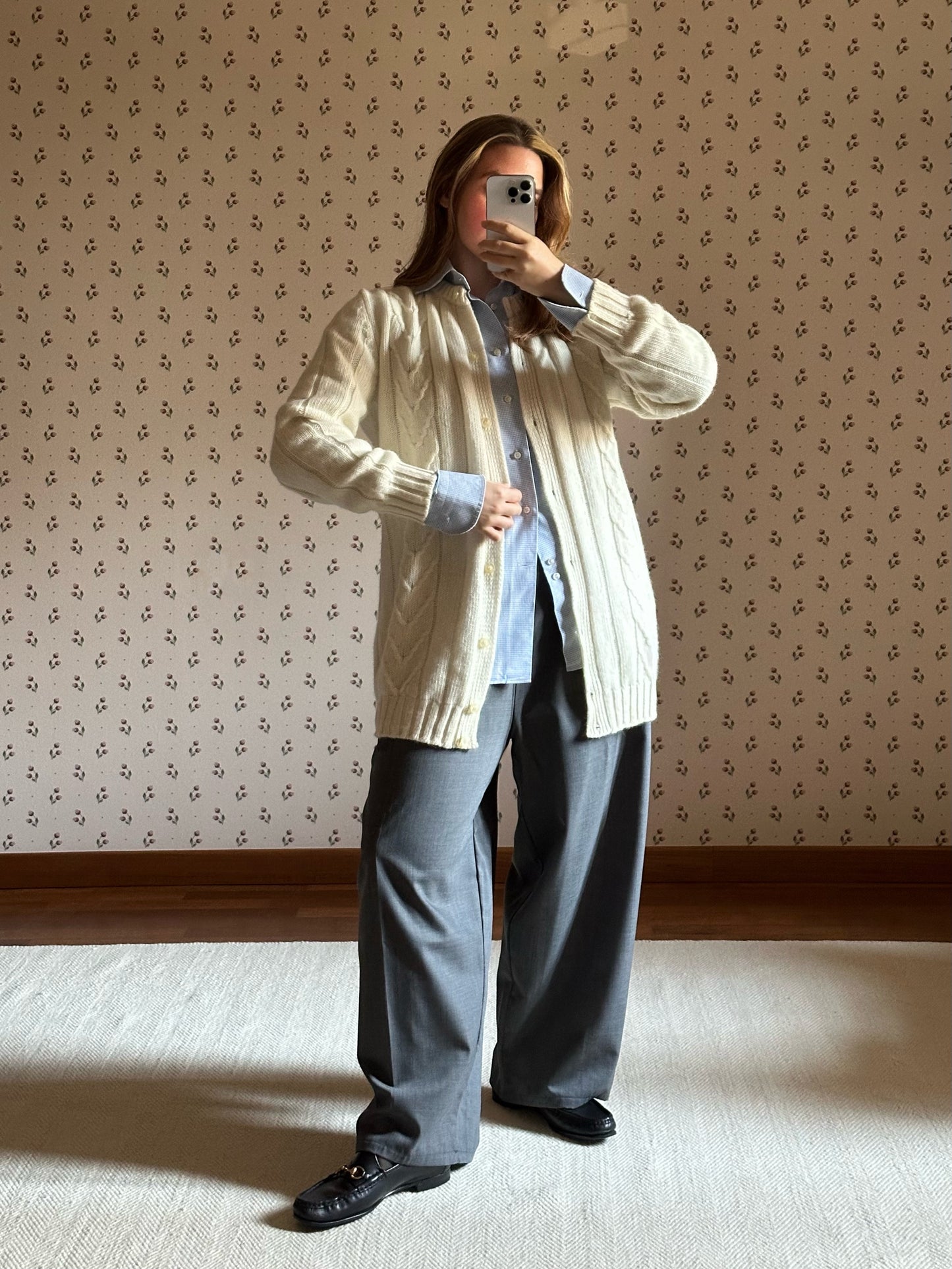 Vintage Wool & Angora Milk White Maxi Cardigan