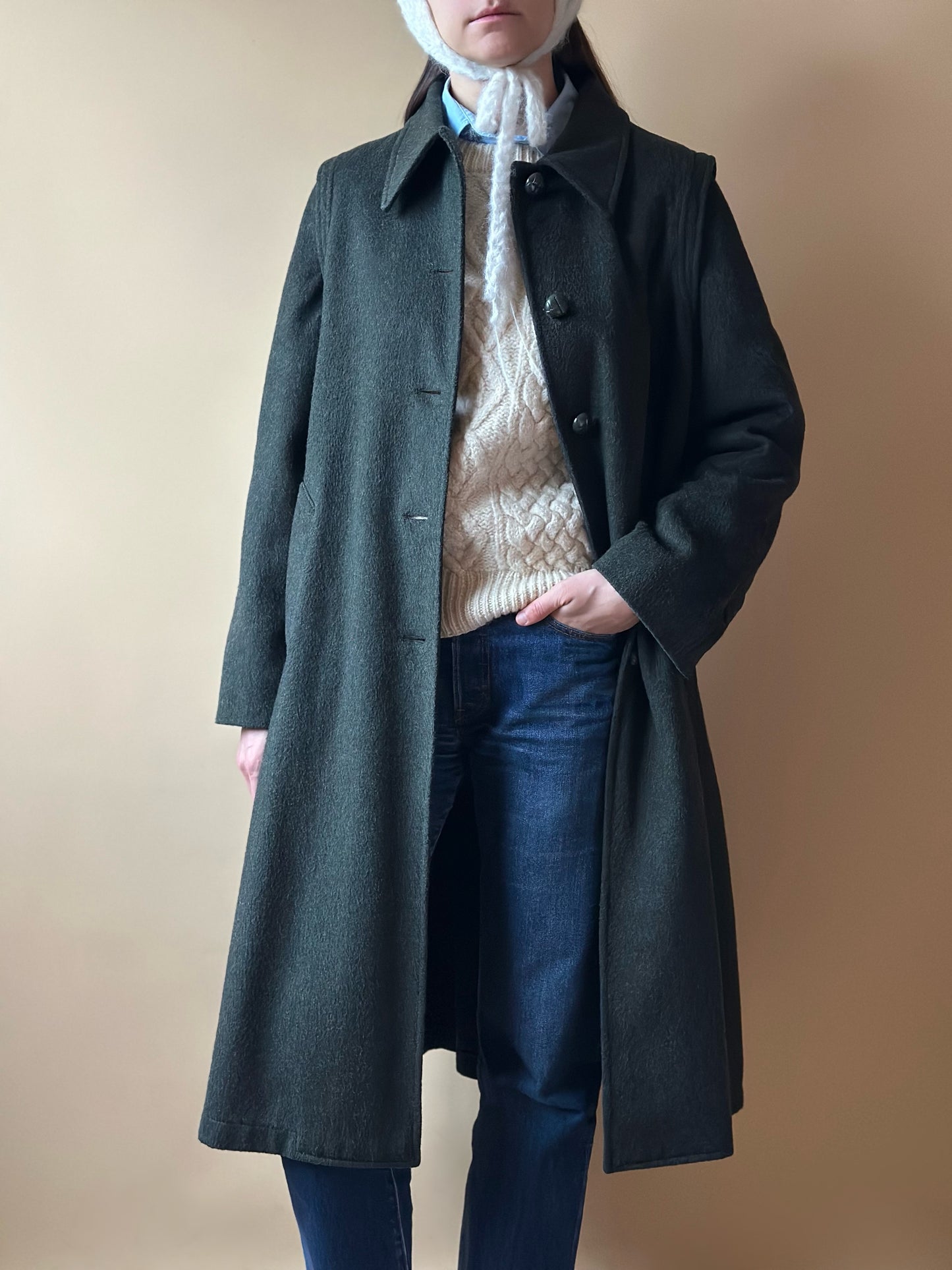 Vintage Green Loden Coat by Marella
