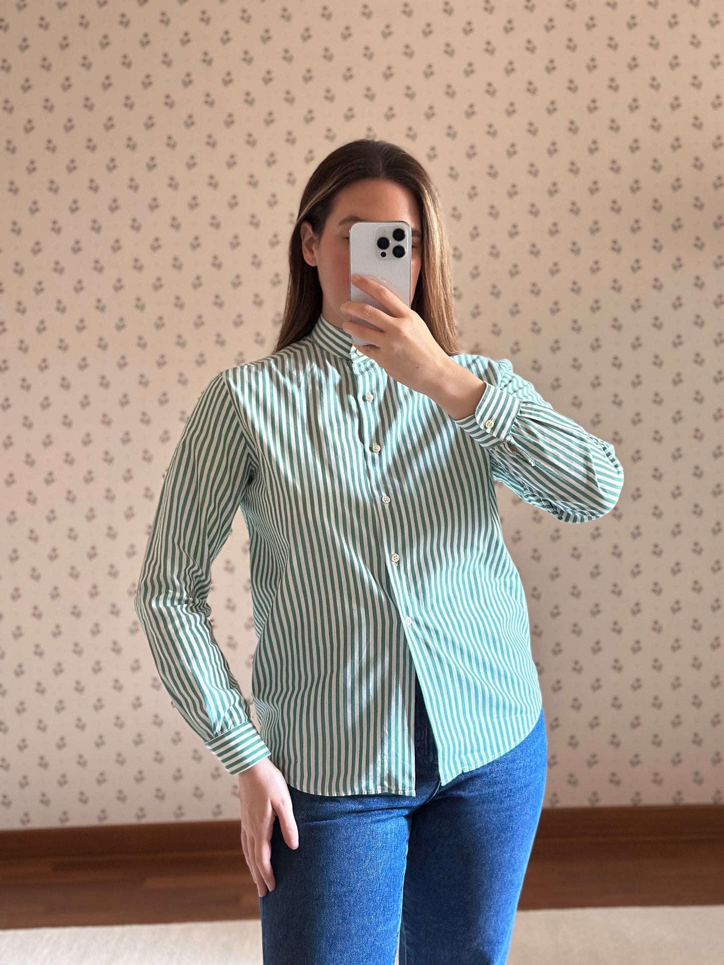 Green Striped Cotton Shirt