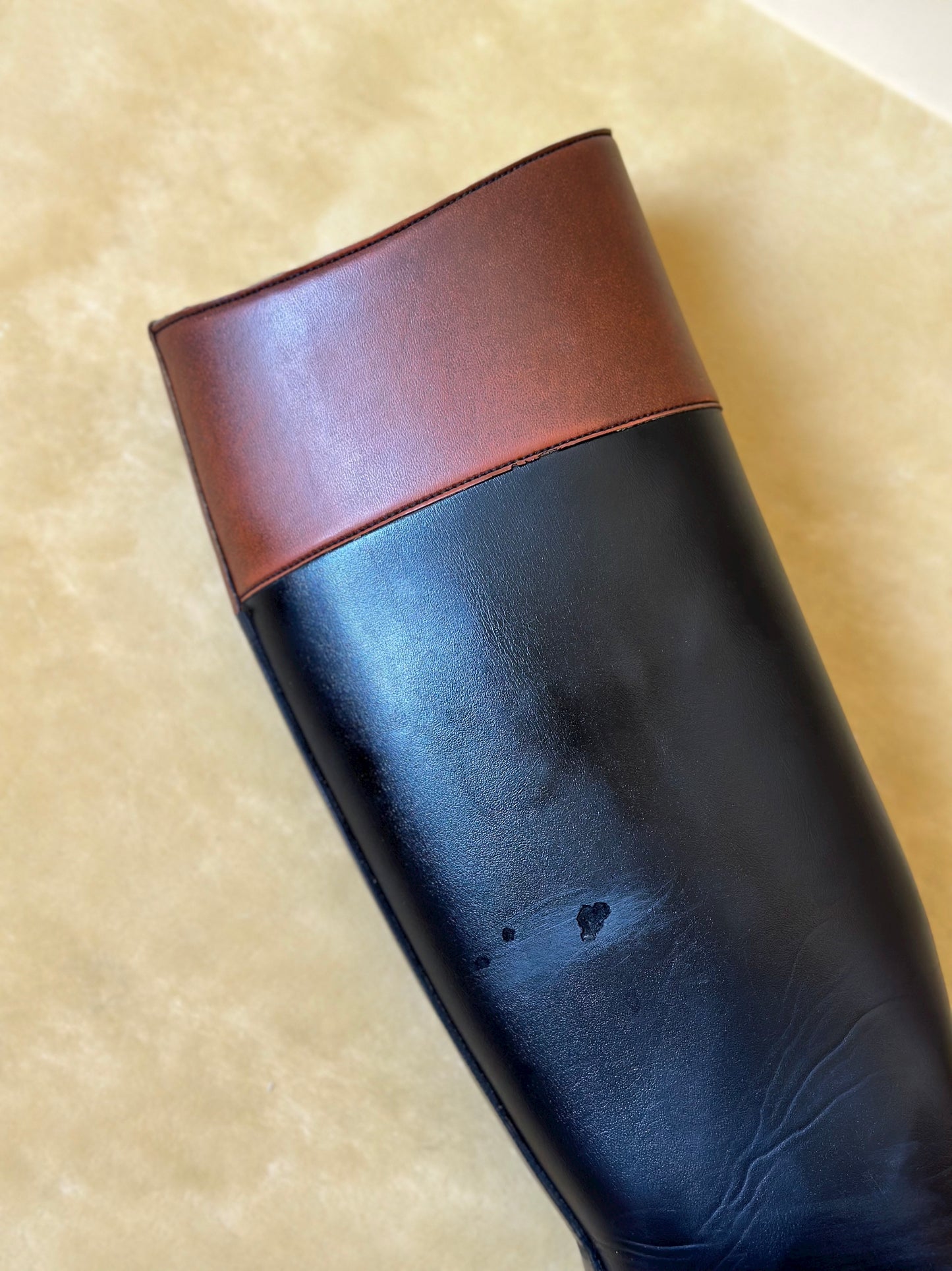 Vintage Black & Brown Leather Riding Boots n. 38 IT