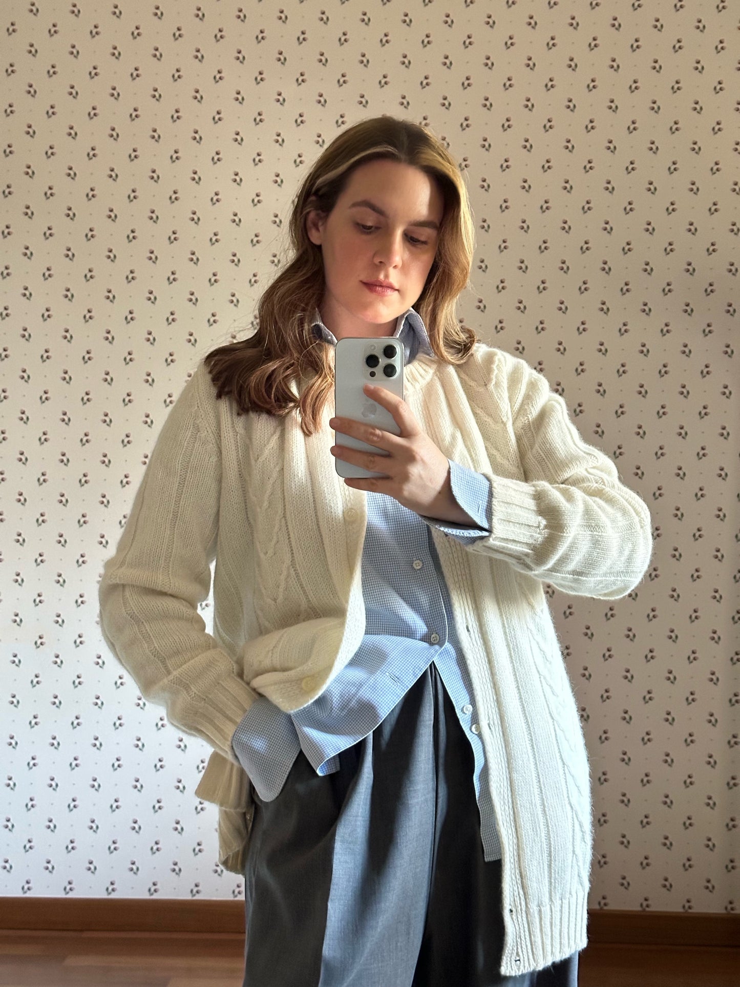 Vintage Wool & Angora Milk White Maxi Cardigan