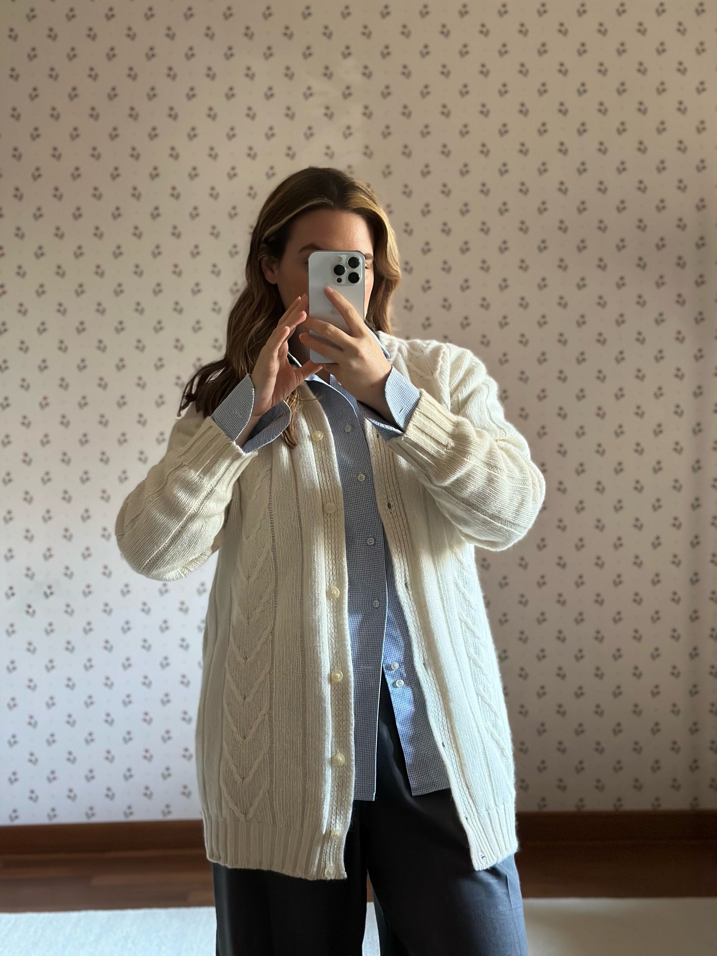 Vintage Wool & Angora Milk White Maxi Cardigan